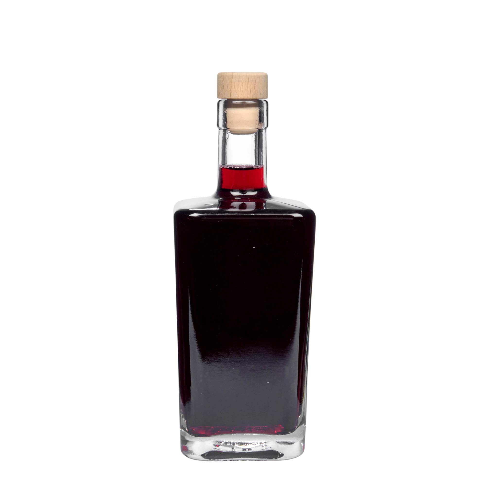 500 ml-es üvegpalack 'Noel', négyzet alakú, szájnyílás: parafadugó