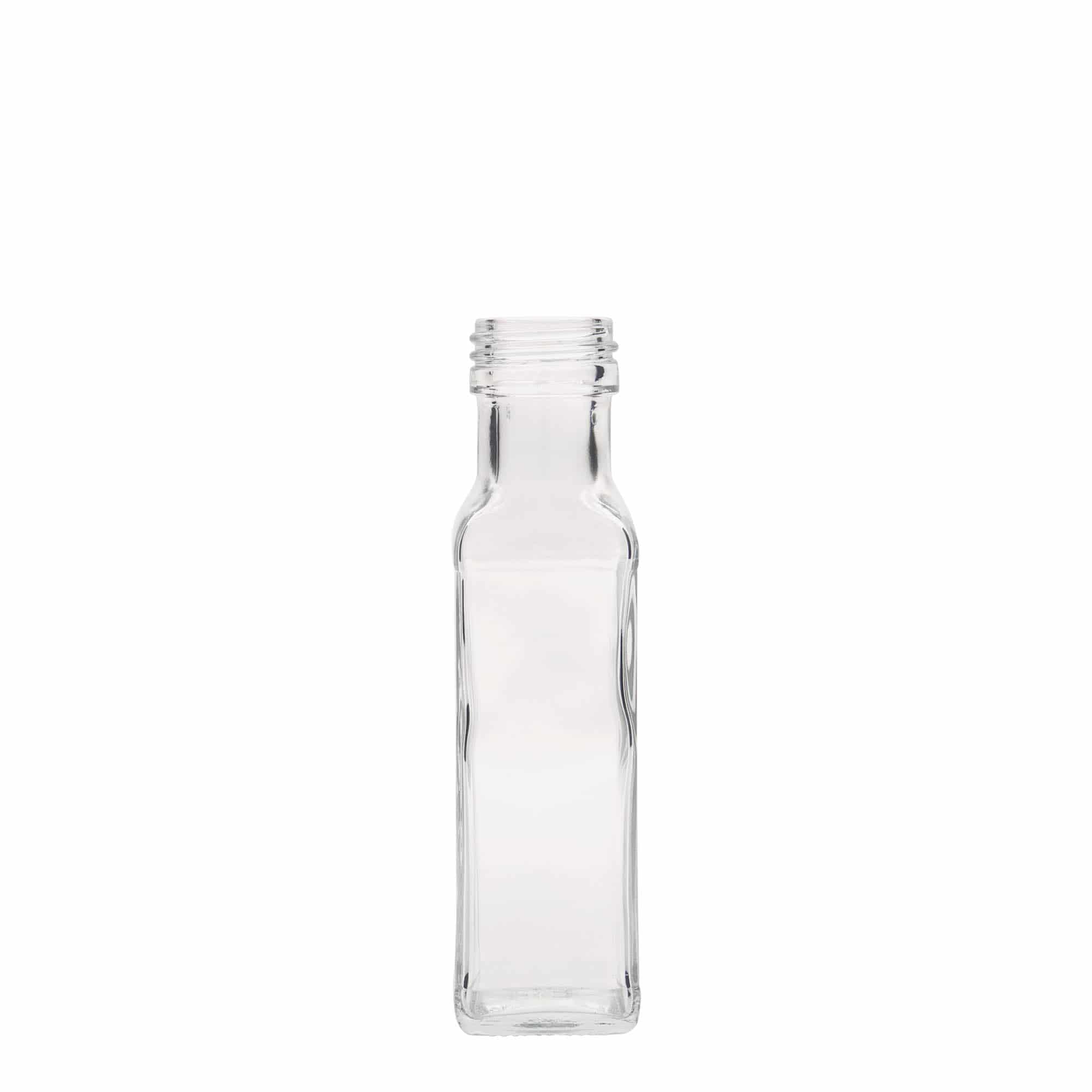 100 ml üvegpalack 'Marasca', négyzet alakú, nyílás: PP 31,5 100 ml üvegpalack 'Marasca', négyzet alakú, nyílás: PP 31,5