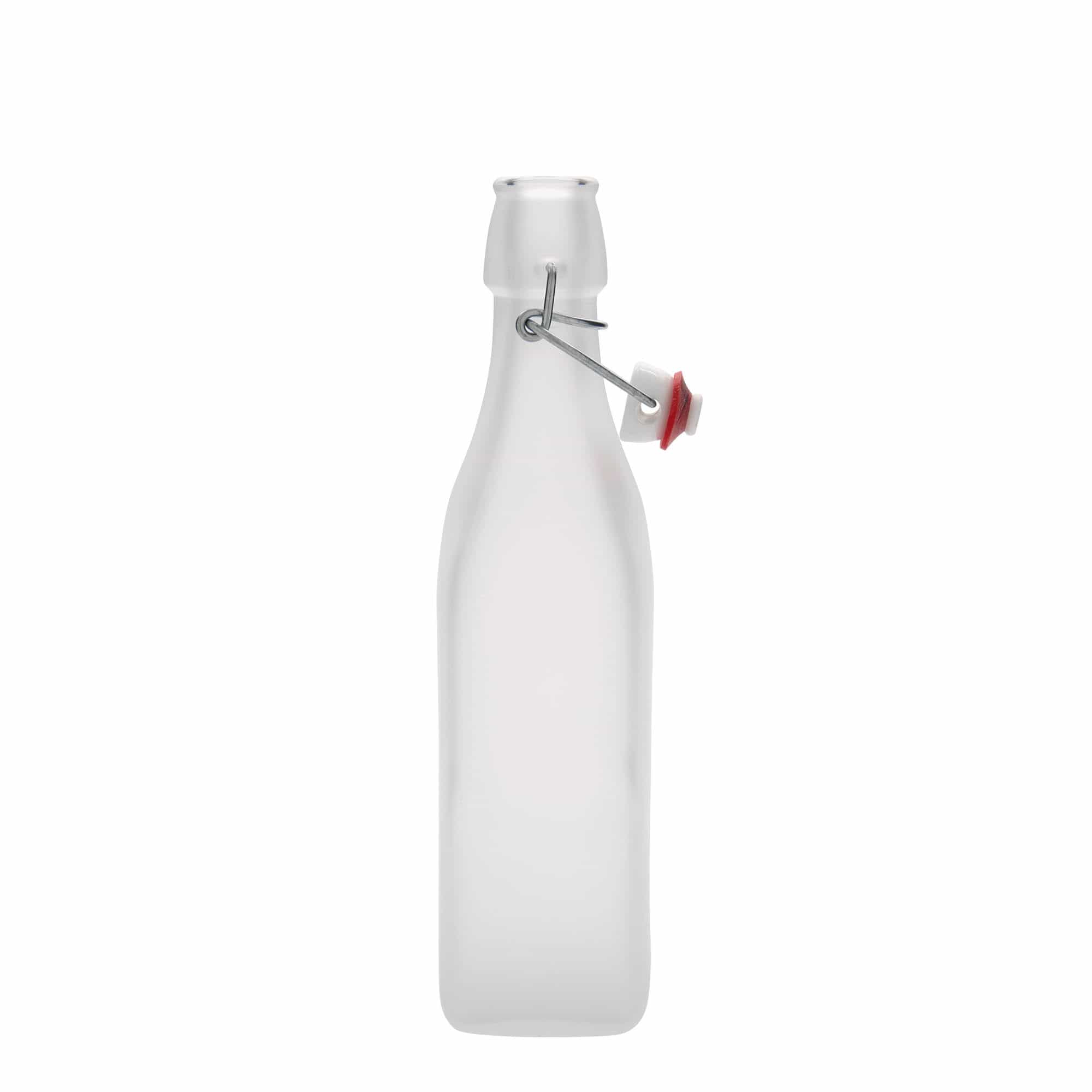500 ml üveges palack 'Swing, négyzet alakú, fehér, nyílás: patentzár'