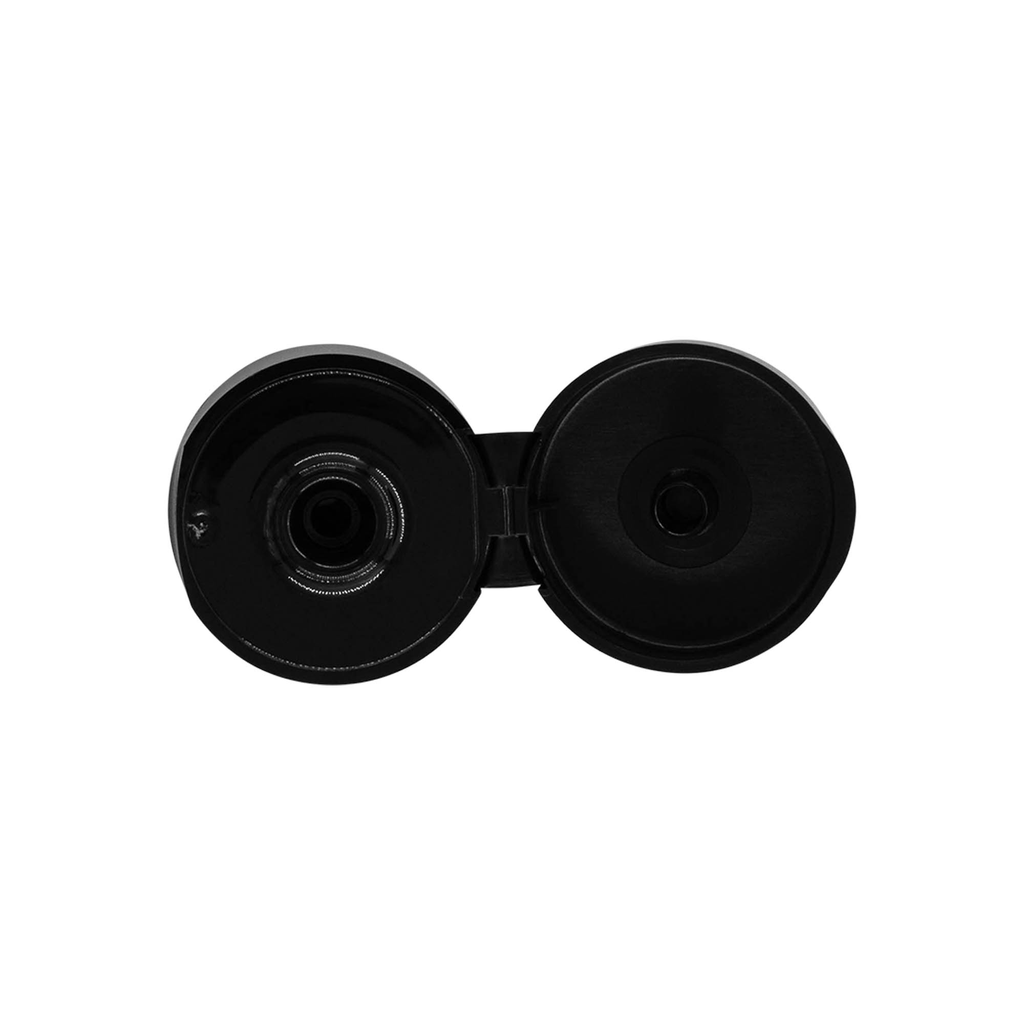 Csavaros zárófedél billenőzárral, PP műanyag, fekete, nyílásmérethez: 24/410 Csavaros zárófedél billenőzárral, PP műanyag, fekete, nyílásmérethez: 24/410