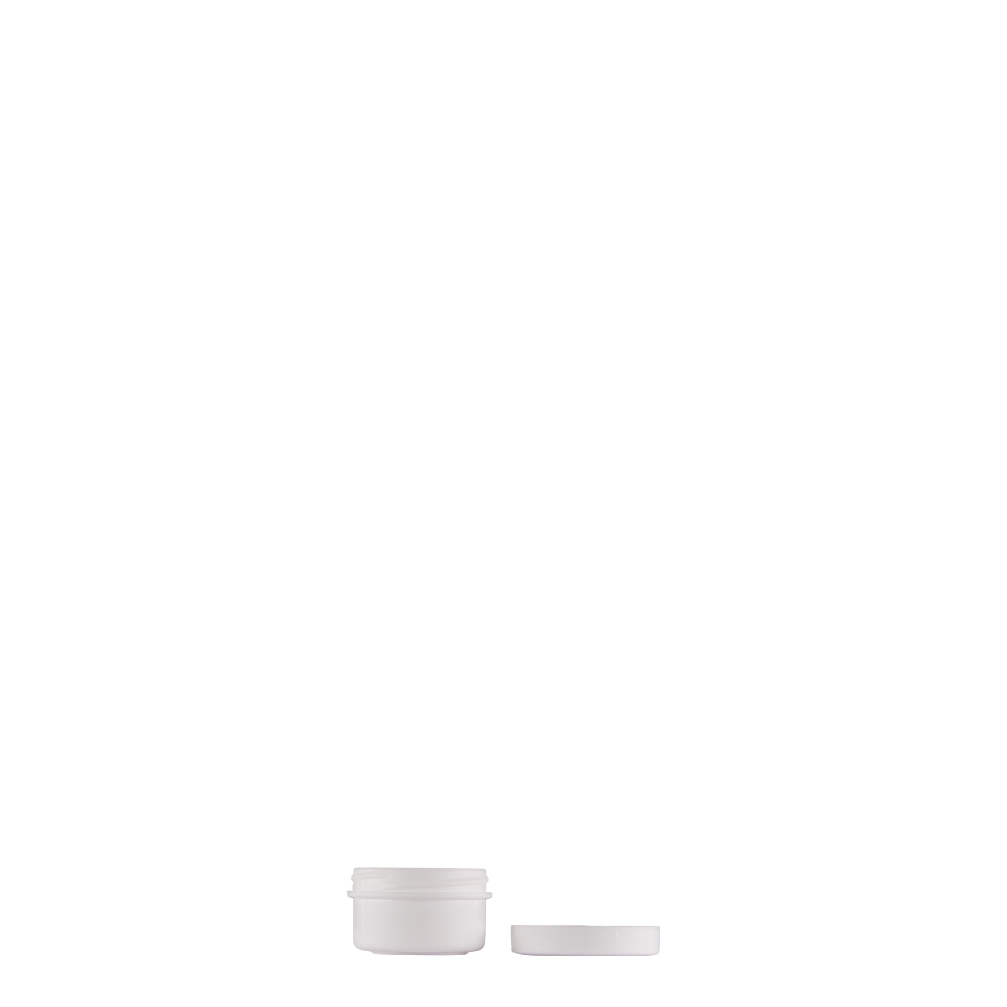 6 ml műanyag tégely 'White Line', PP, fehér, nyílás: csavarzár 6 ml műanyag tégely 'White Line', PP, fehér, nyílás: csavarzár