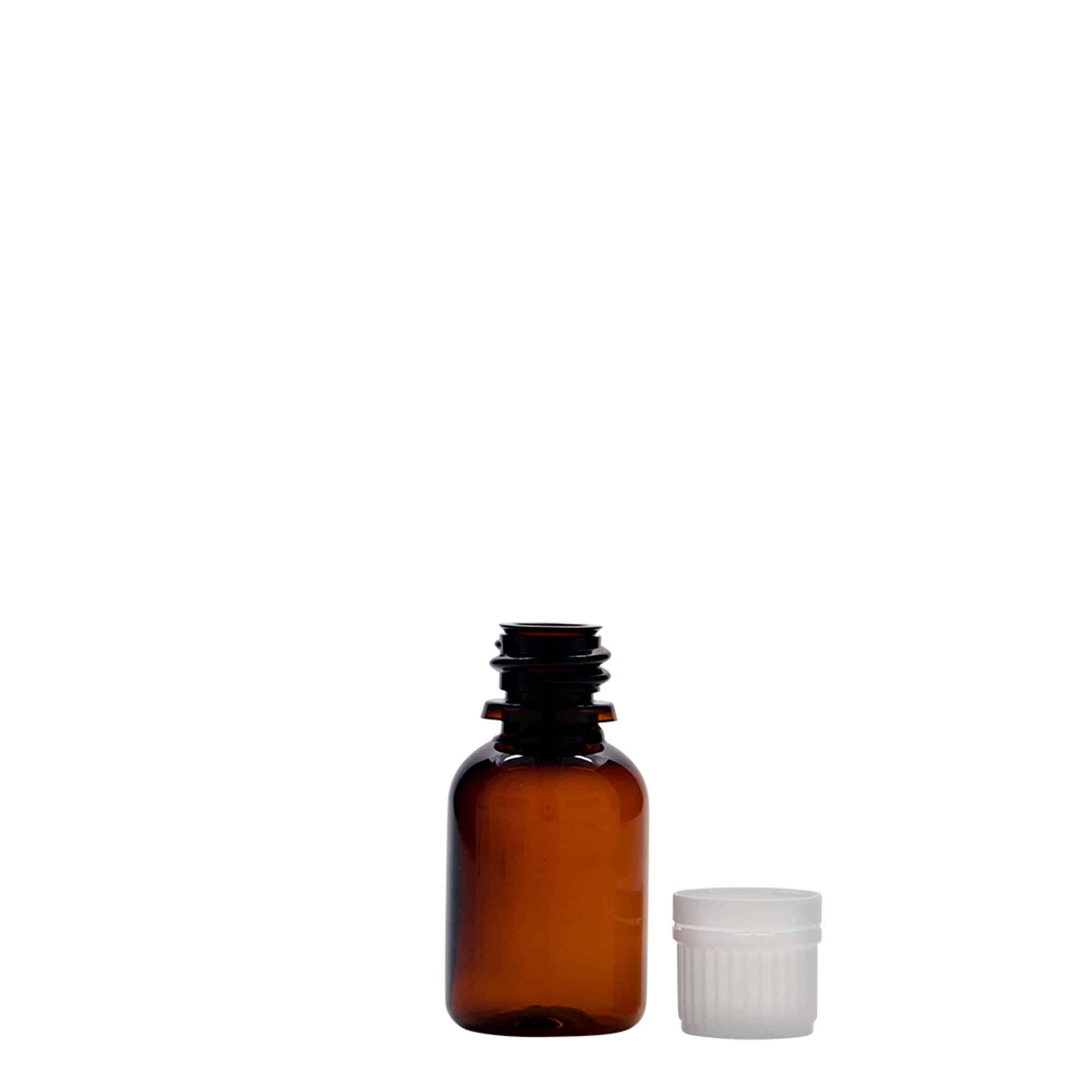 20 ml-es PET-patikai üveg 'Easy Living', barna, műanyag, szájnyílás: DIN 18
