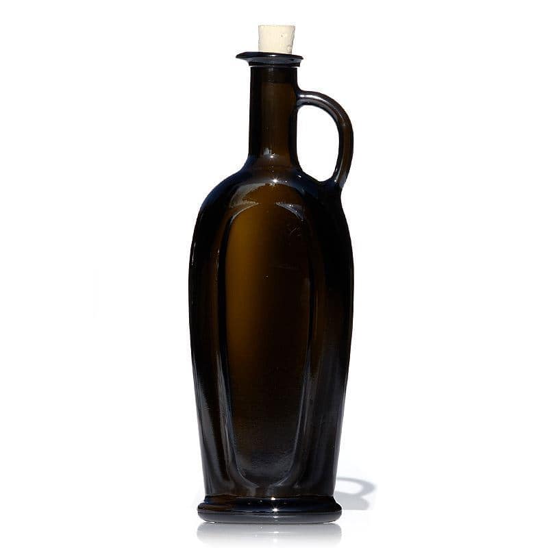 500 ml-es üvegpalack 'Eleganta', ovális, antikzöld, szájnyílás: parafadugó