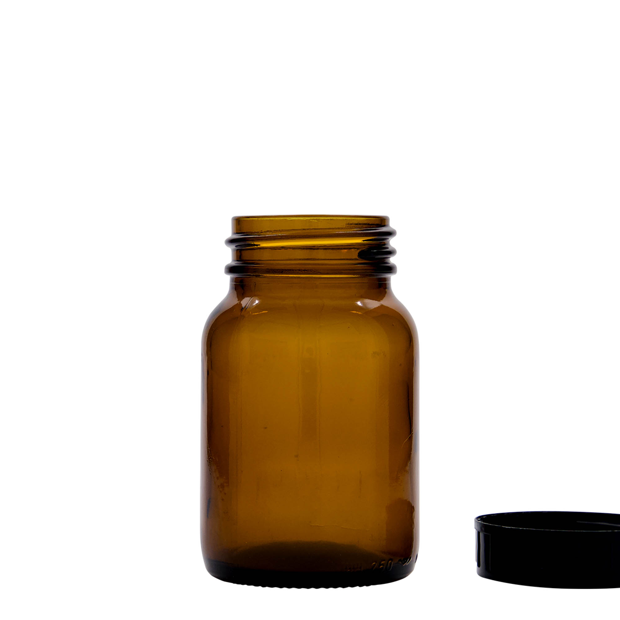 250 ml széles nyakú üveg, barna, nyílás: DIN 55 250 ml széles nyakú üveg, barna, nyílás: DIN 55