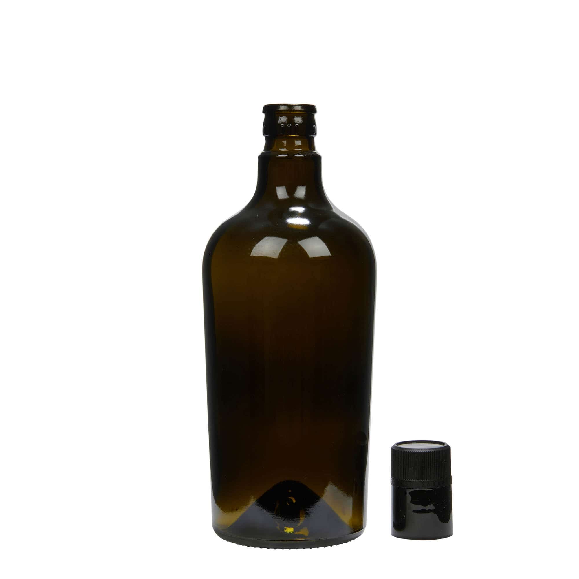 750 ml-es ecetes/olajos palack 'Oleum', üveg, antikzöld, szájnyílás: DOP