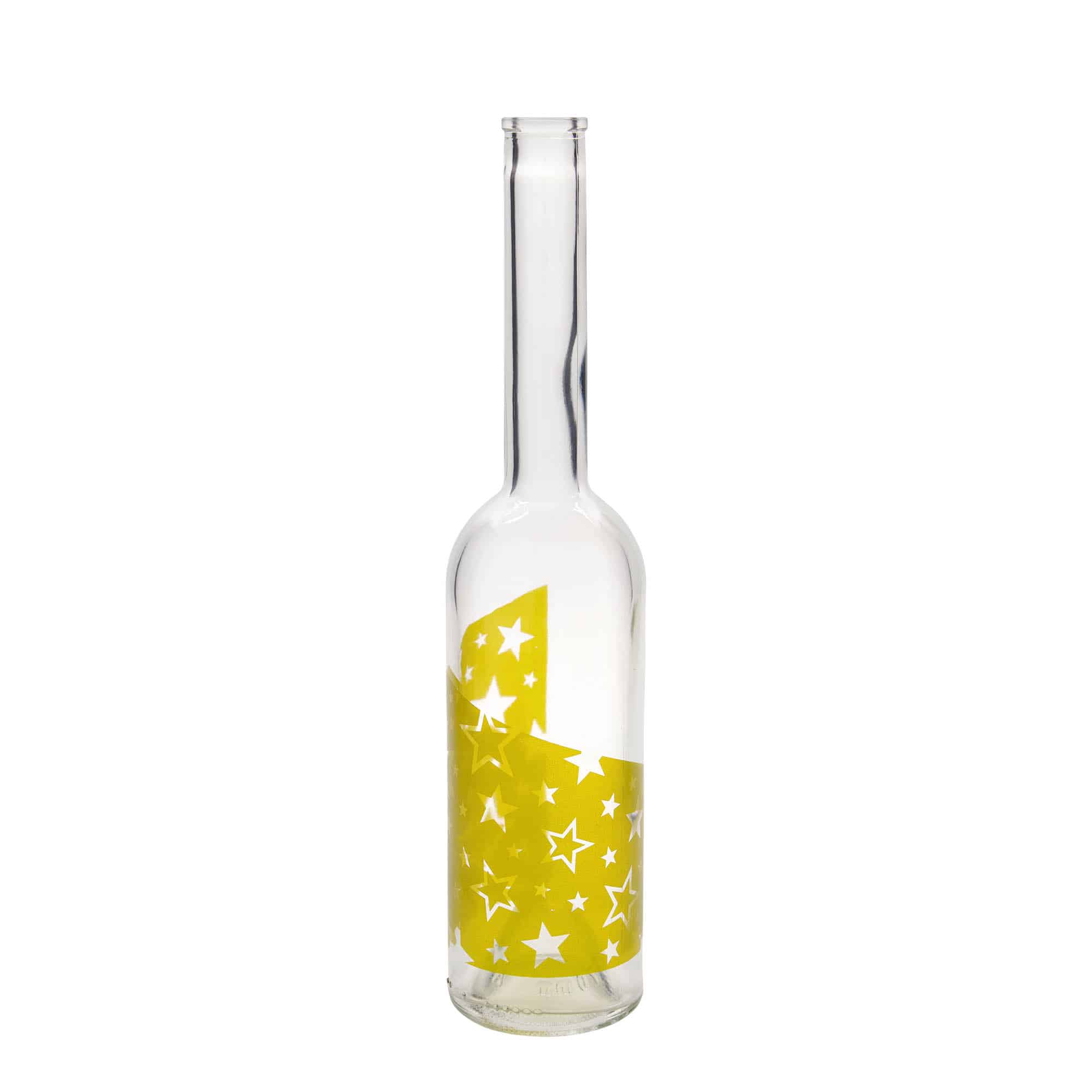 500 ml-es üvegpalack 'Opera', motívum: Aranycsillagok, szájnyílás: parafadugó 500 ml-es üvegpalack 'Opera', motívum: Aranycsillagok, szájnyílás: parafadugó