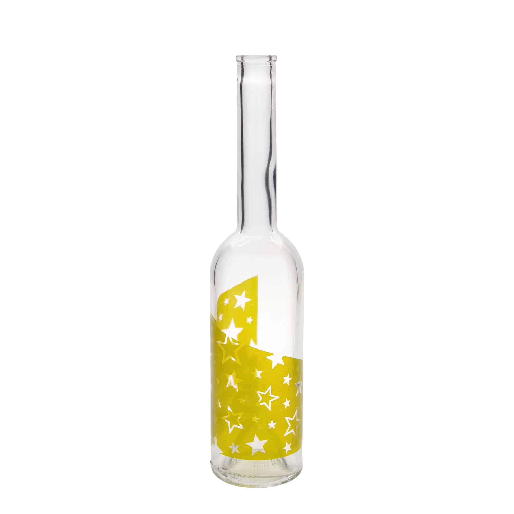 500 ml üvegpalack 'Opera', motívum: aranycsillagok, nyílás: parafa