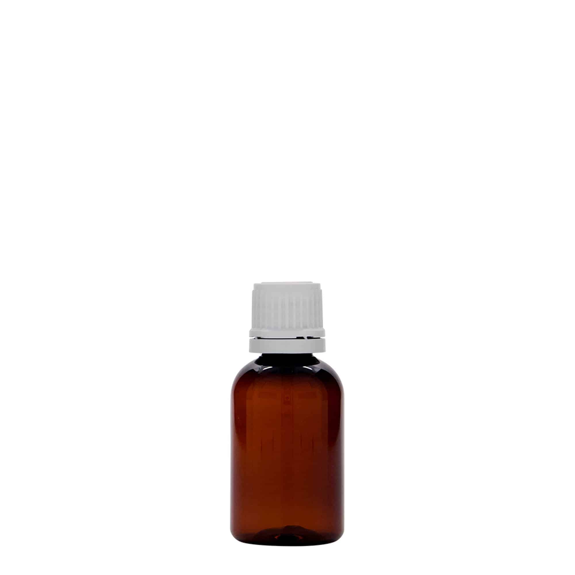 30 ml-es PET-patikai üveg 'Easy Living', barna, műanyag, szájnyílás: DIN 18