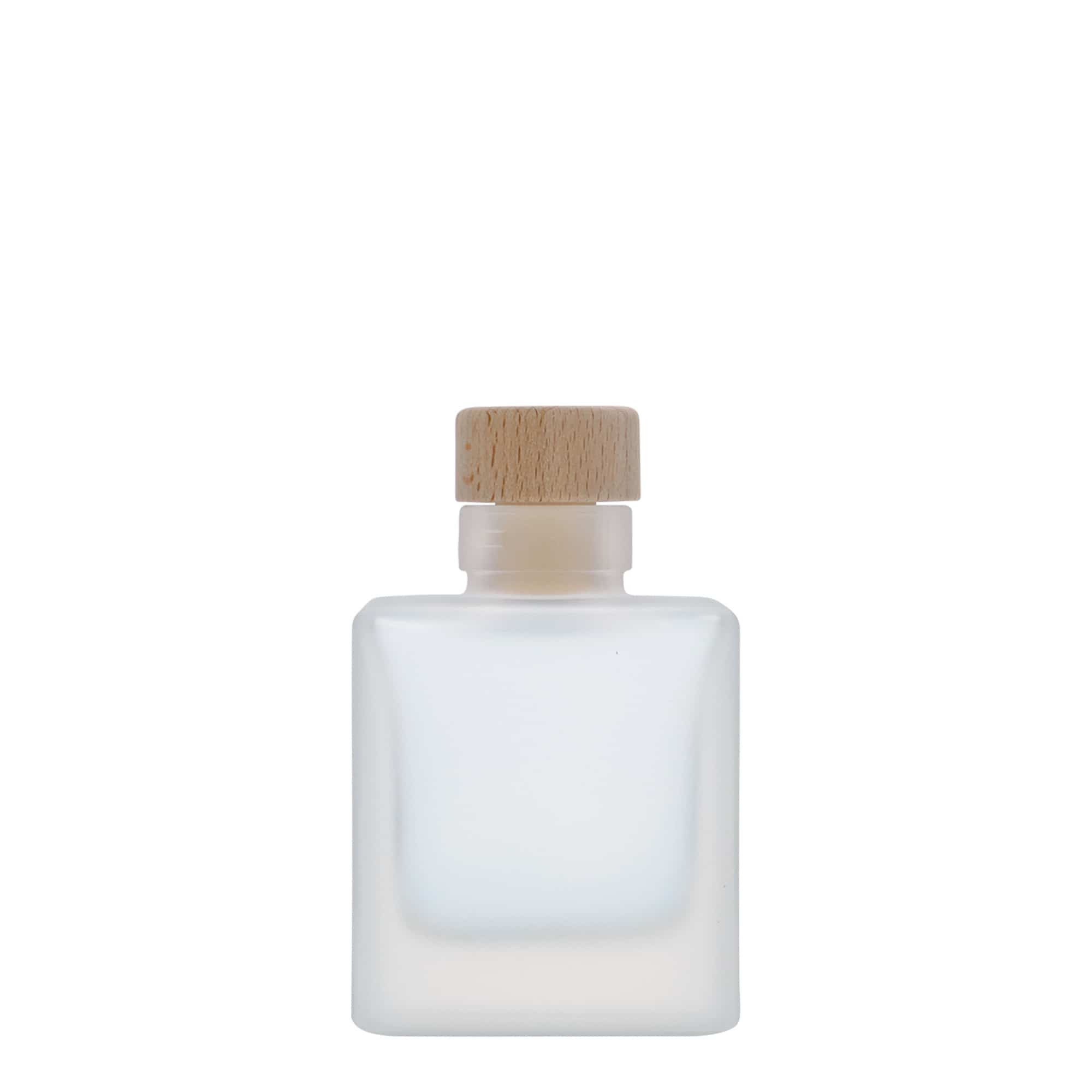 100 ml üveges üveg 'Cube', négyzet alakú, jeges hatású, nyílás: parafa