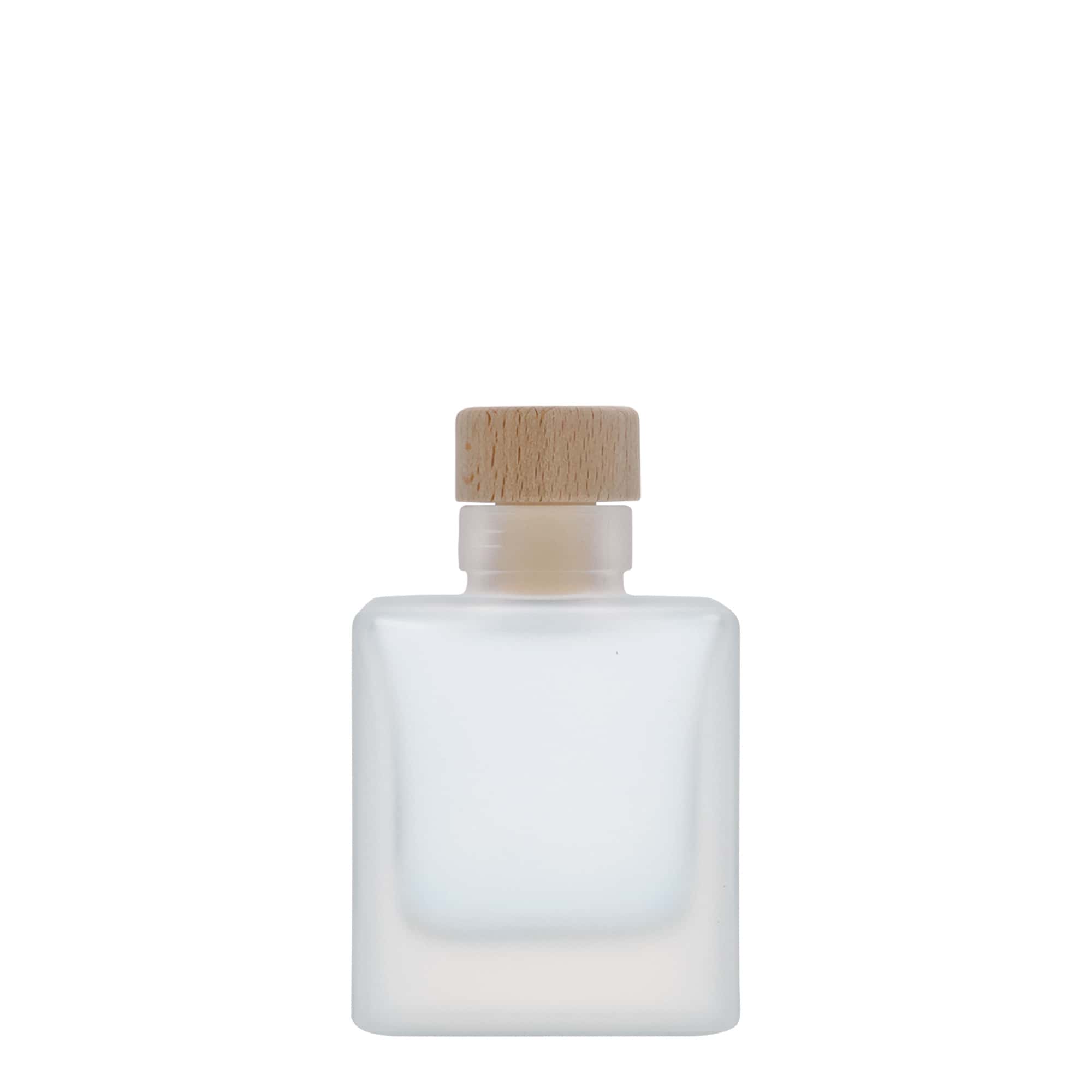 100 ml üveges üveg 'Cube', négyzet alakú, jeges hatású, nyílás: parafa