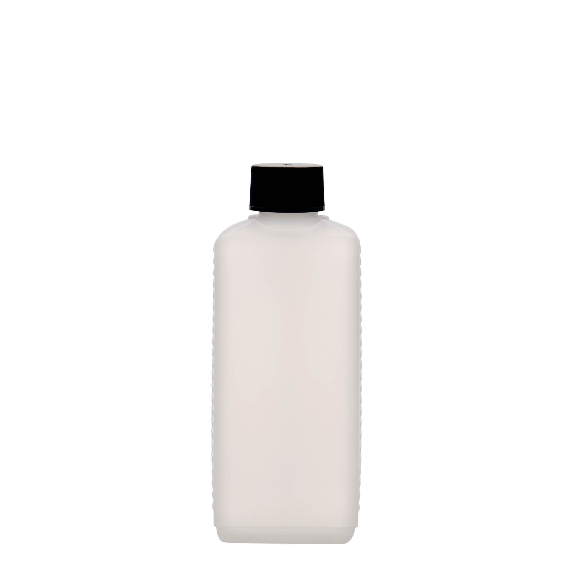 250 ml kanna palack, téglalap alakú, HDPE műanyag, természetes színű, nyílás: DIN 25 EPE 250 ml kanna palack, téglalap alakú, HDPE műanyag, természetes színű, nyílás: DIN 25 EPE