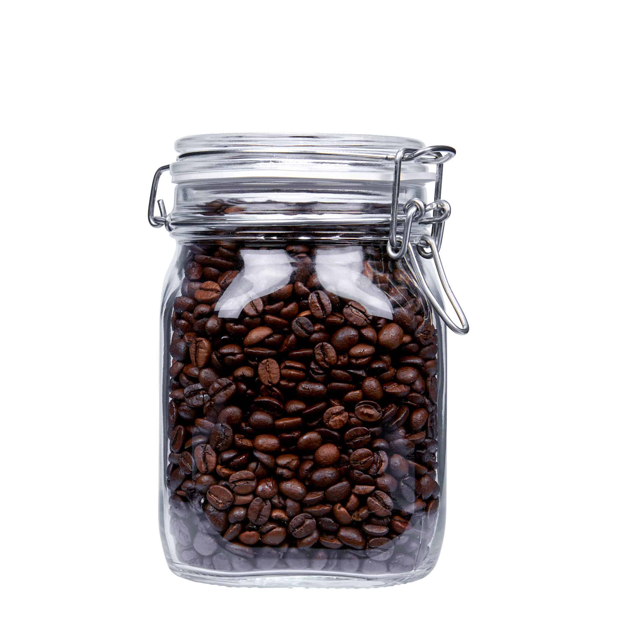1000 ml-es fémcsatos üveg 'Fido', négyzet alakú, szájnyílás: fémcsatos zár