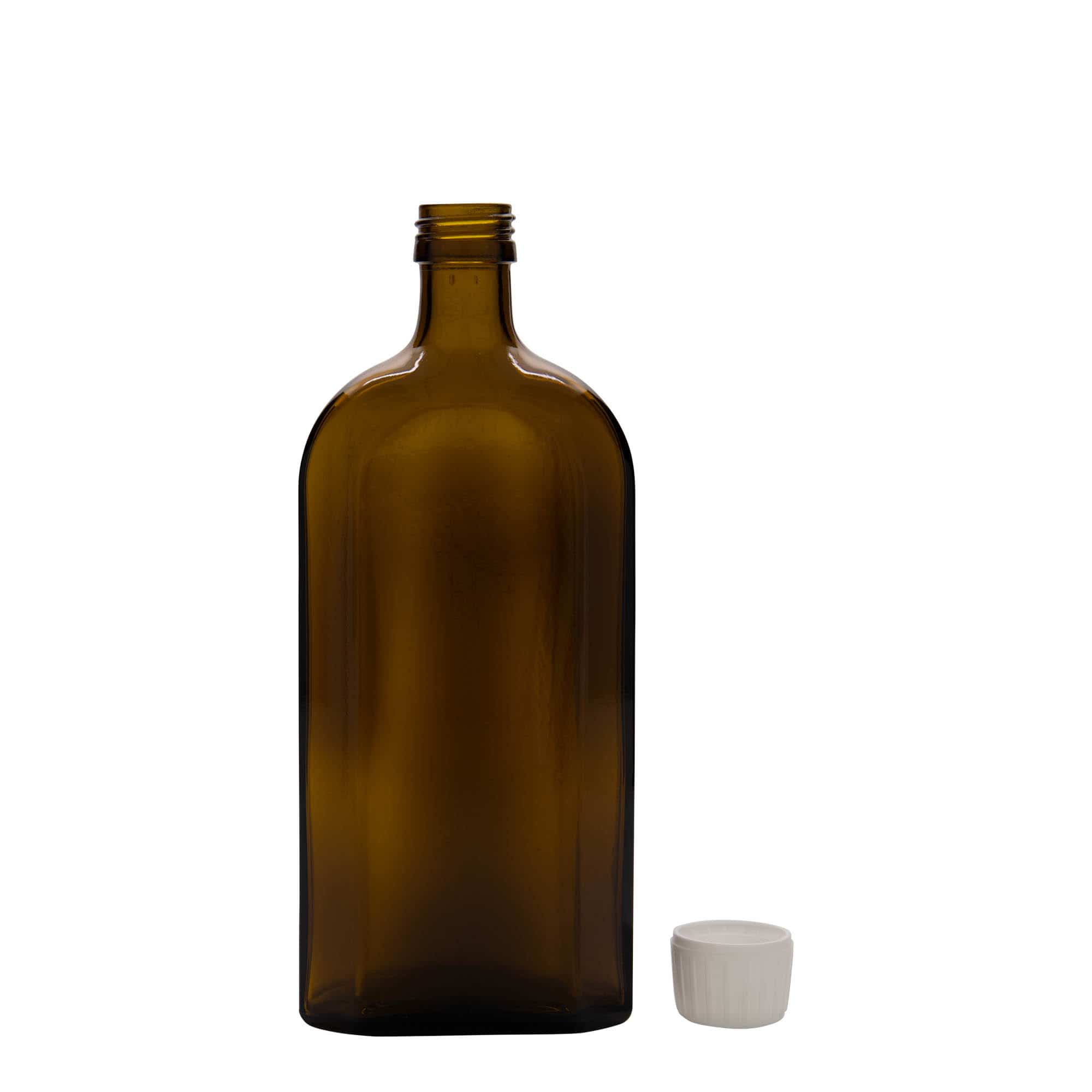 500 ml-es patikai üveg Meplat, ovális, üveg, barna, szájnyílás: PP 28
