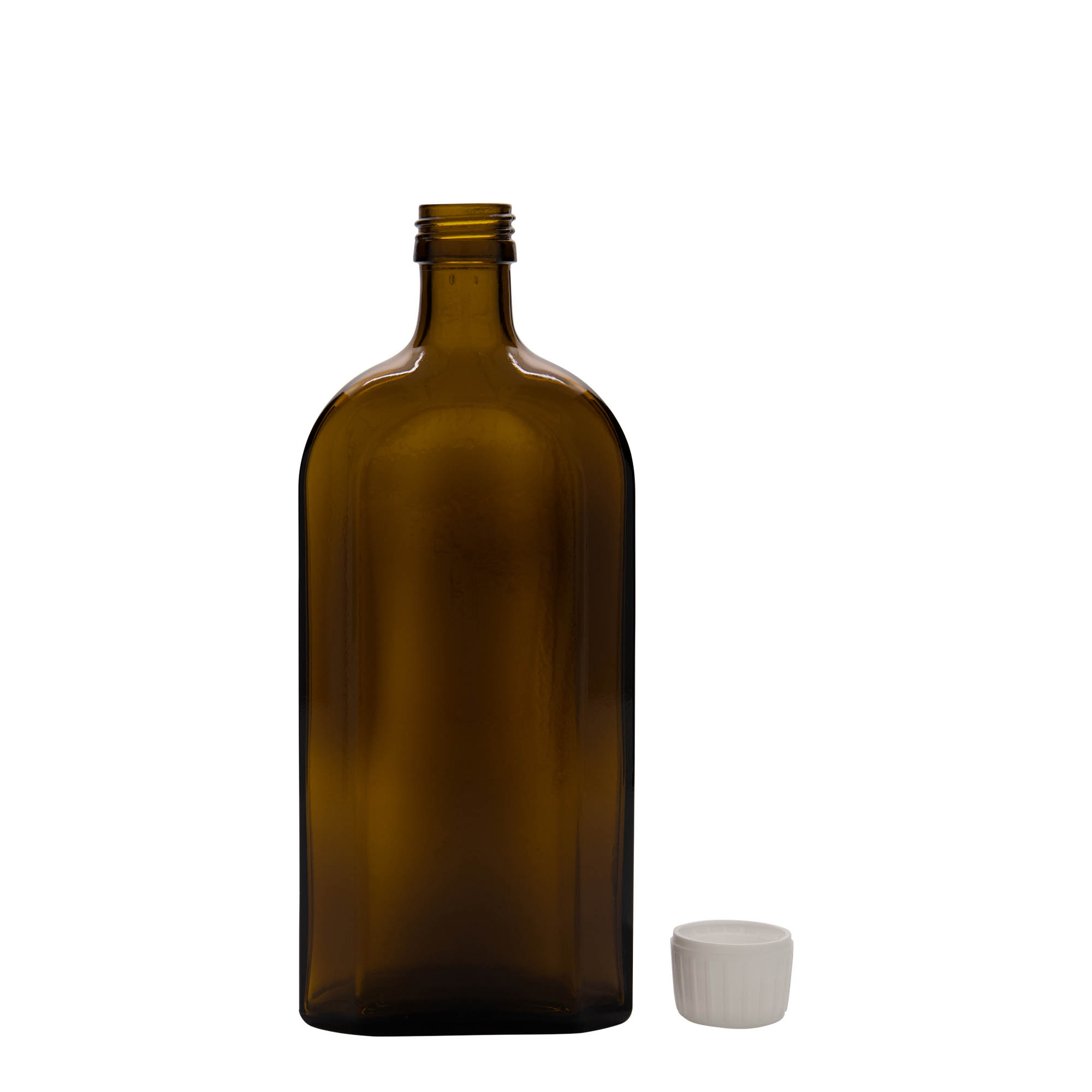 500 ml orvosi üveg Meplat, ovális, üveg, barna, nyílás: PP 28