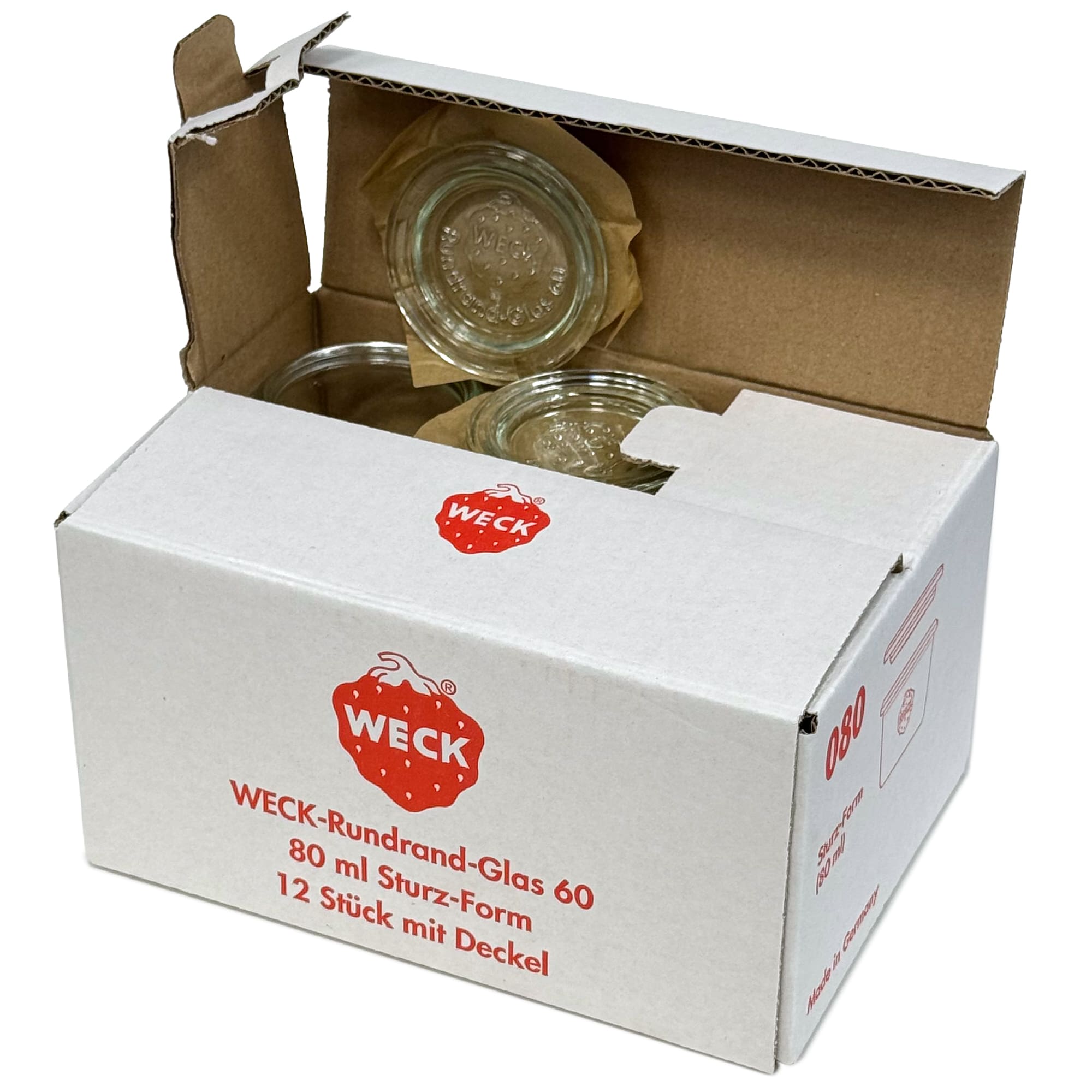 12x 80 ml Felfordítható WECK-üveg üvegfedéllel RR 60