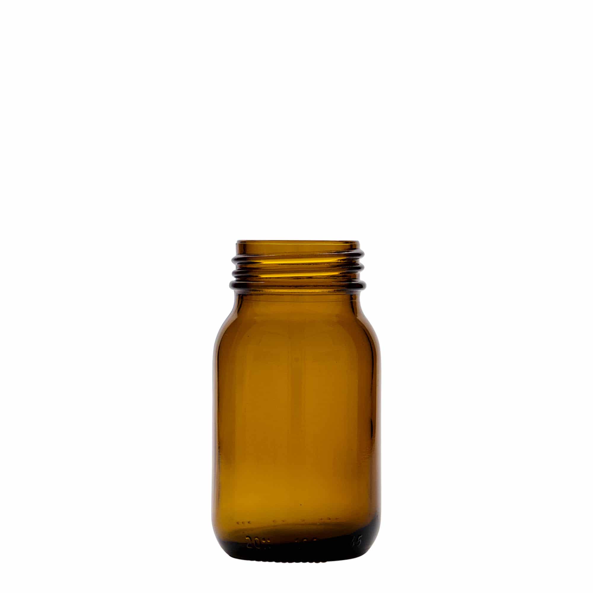 100 ml-es széles nyakú üveg, barna, szájnyílás: DIN 40 100 ml-es széles nyakú üveg, barna, szájnyílás: DIN 40