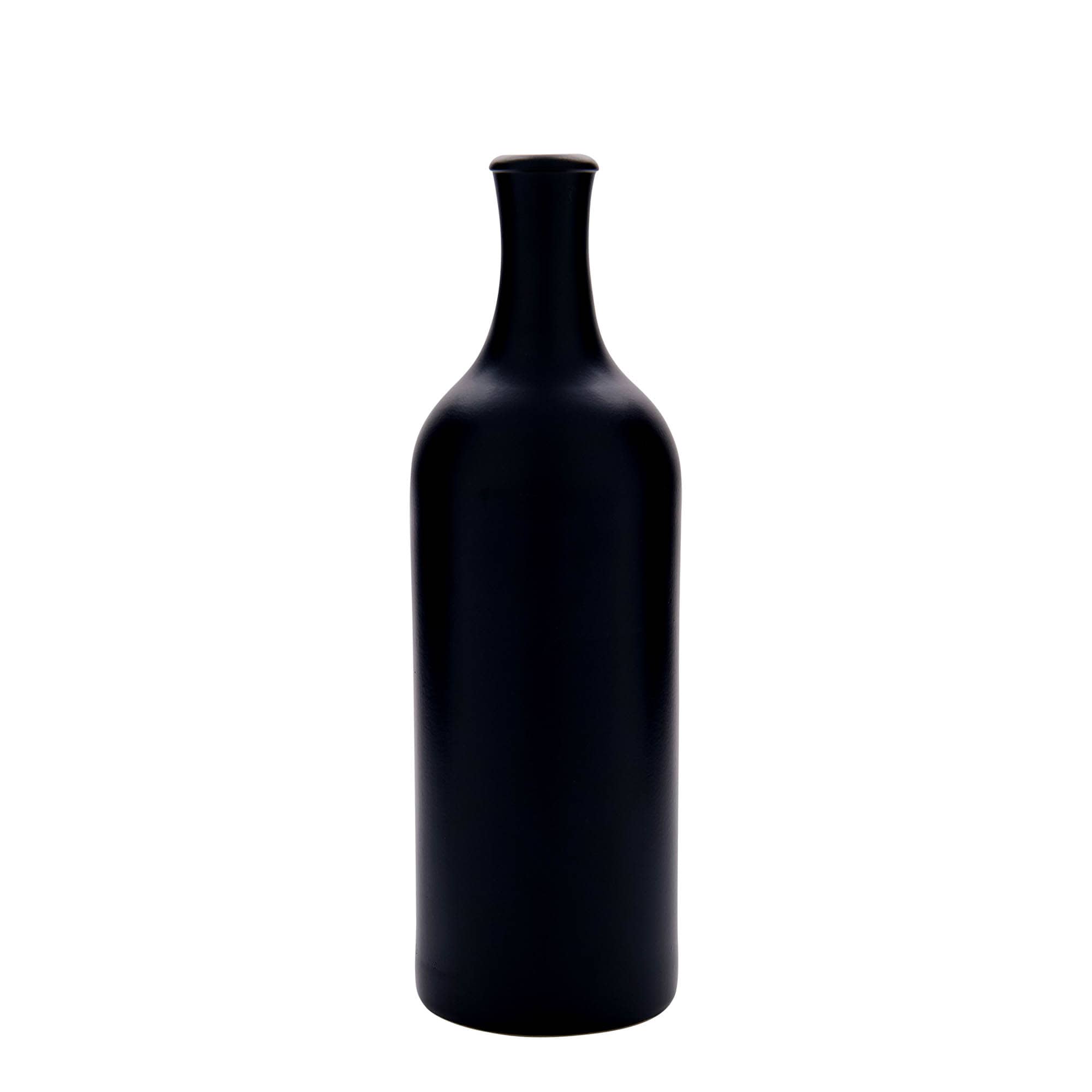 750 ml hosszúnyakú agyagedény, kőedény, fekete, száj: parafa