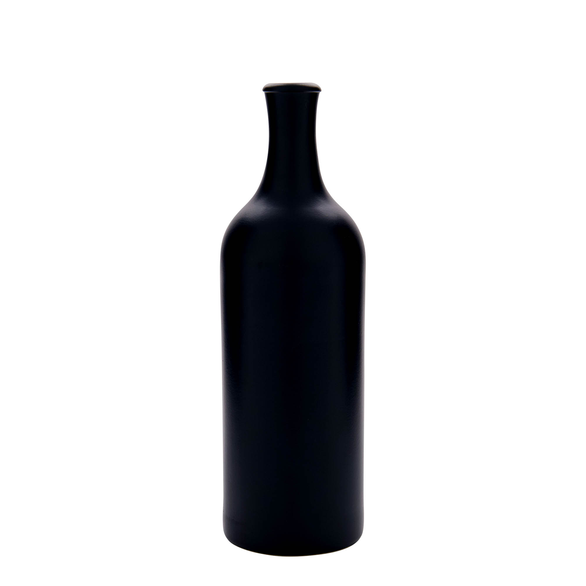 750 ml hosszúnyakú agyagedény, kőedény, fekete, száj: parafa