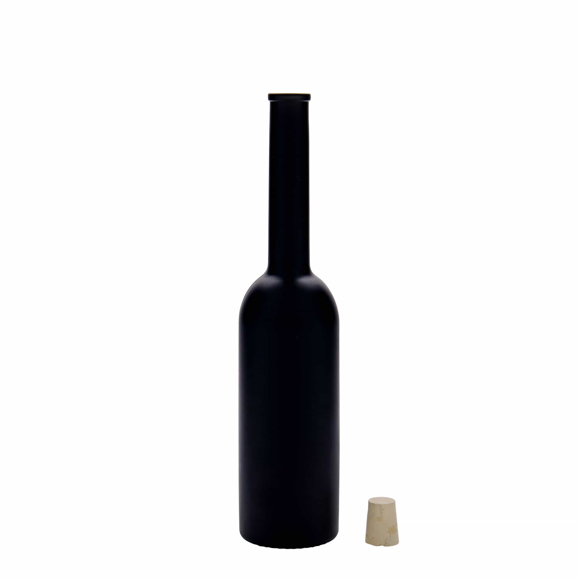 200 ml üvegpalack 'Opera', fekete, nyílás: parafa