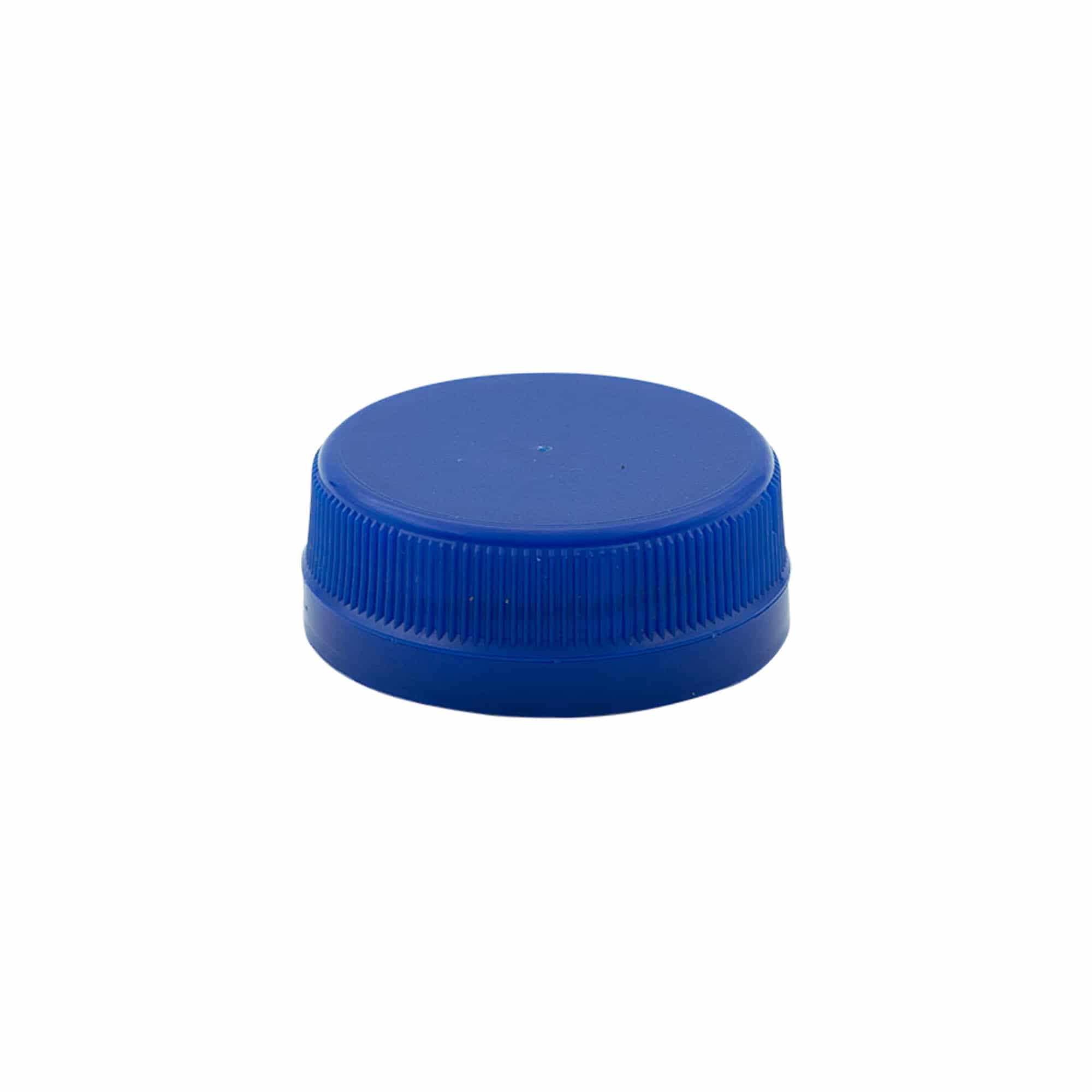 Csavaros kupak kettős menettel, PE-műanyag, kék, a következő szájnyíláshoz: PET 38 mm