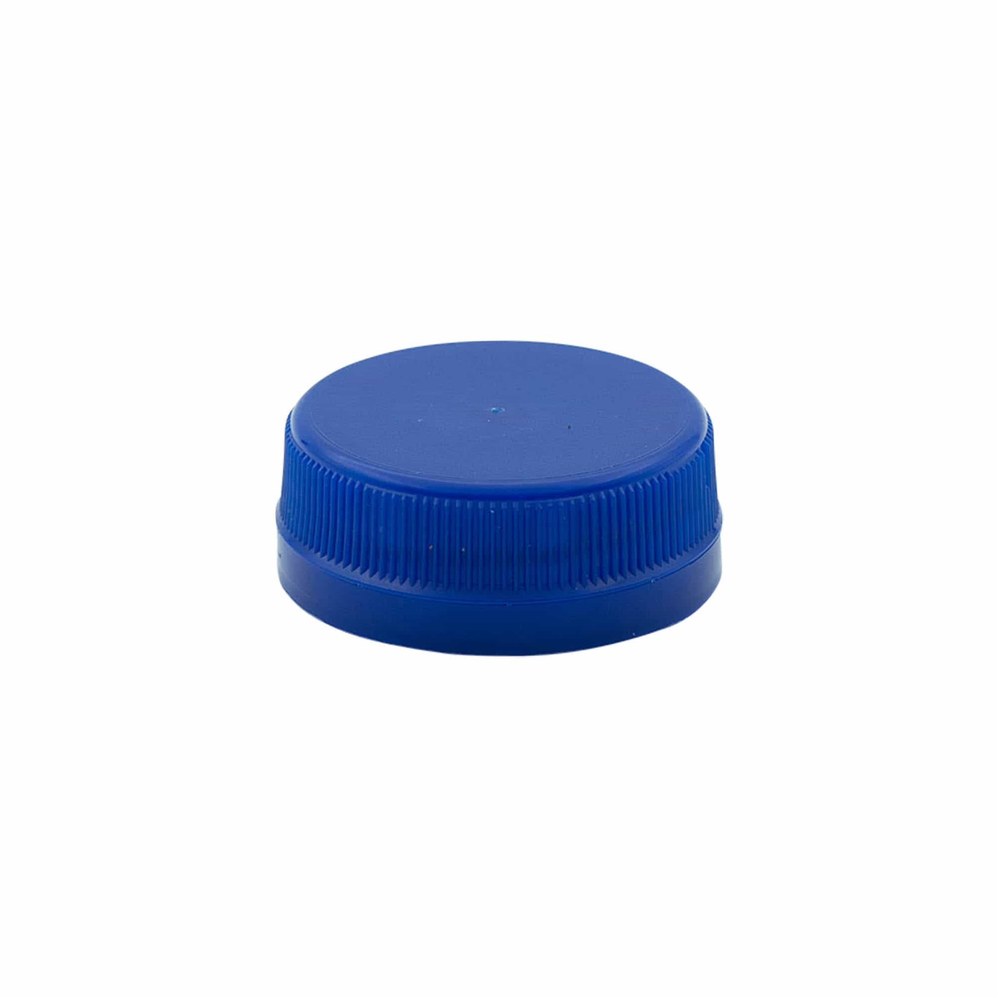 Csavarzár kétszálas menet, PE műanyag, kék, nyílásra: PET 38 mm