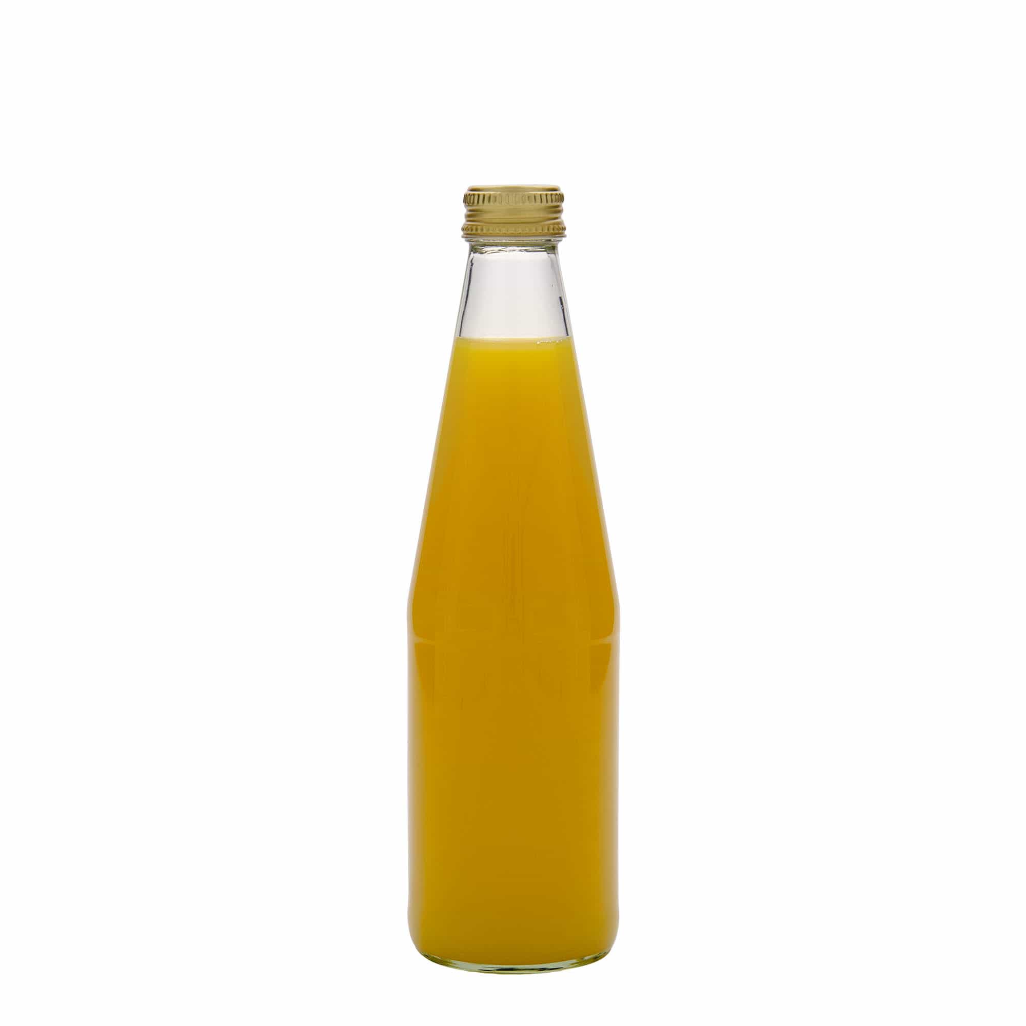 330 ml univerzális palack sárgarépa formában, üveg, nyílás: PP 28