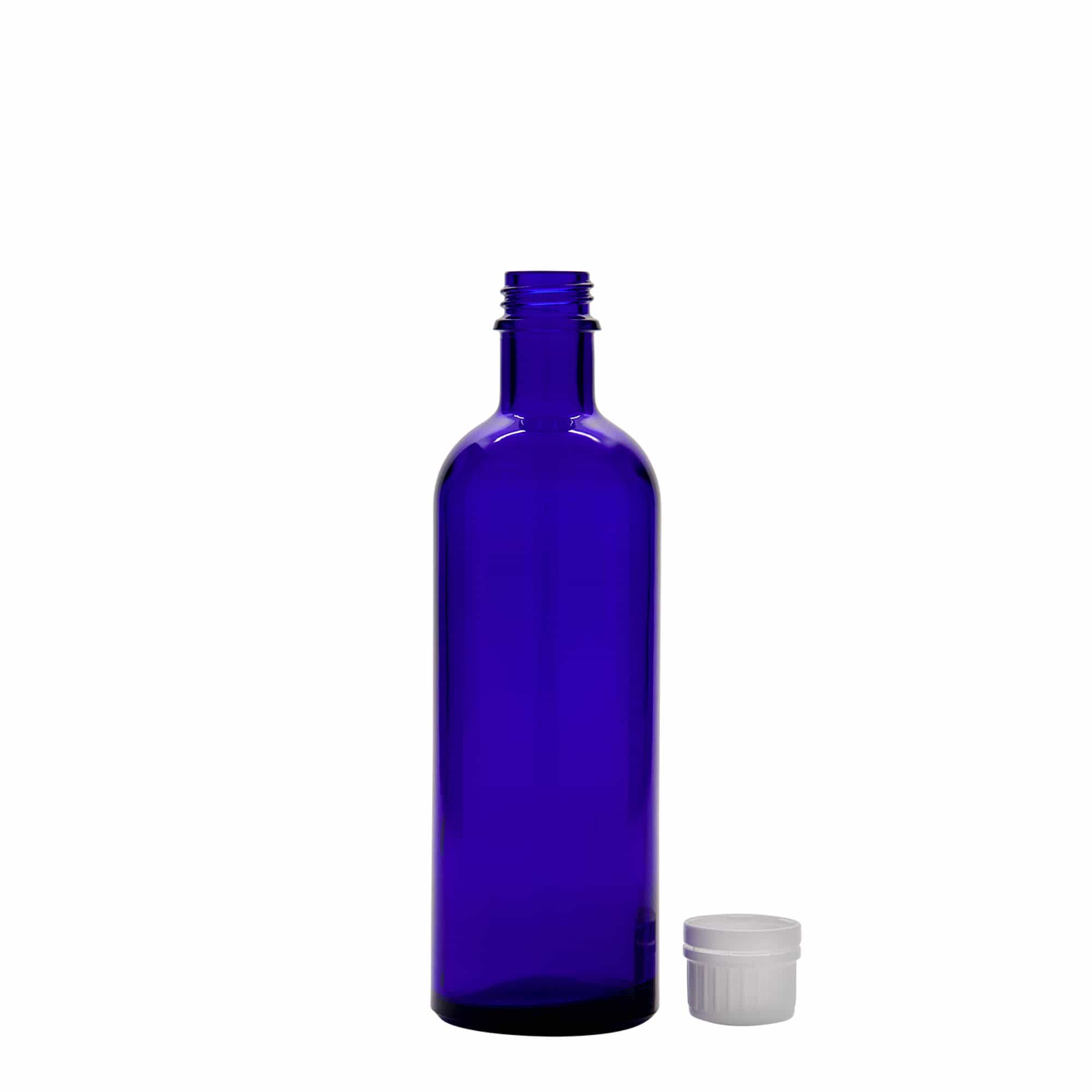 200 ml orvosi üveg, üveg, királykék, nyílás: DIN 22