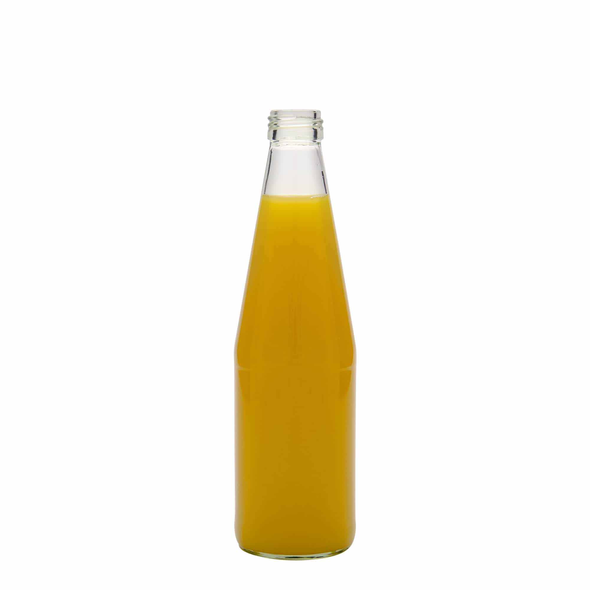 330 ml univerzális palack sárgarépa formában, üveg, nyílás: PP 28