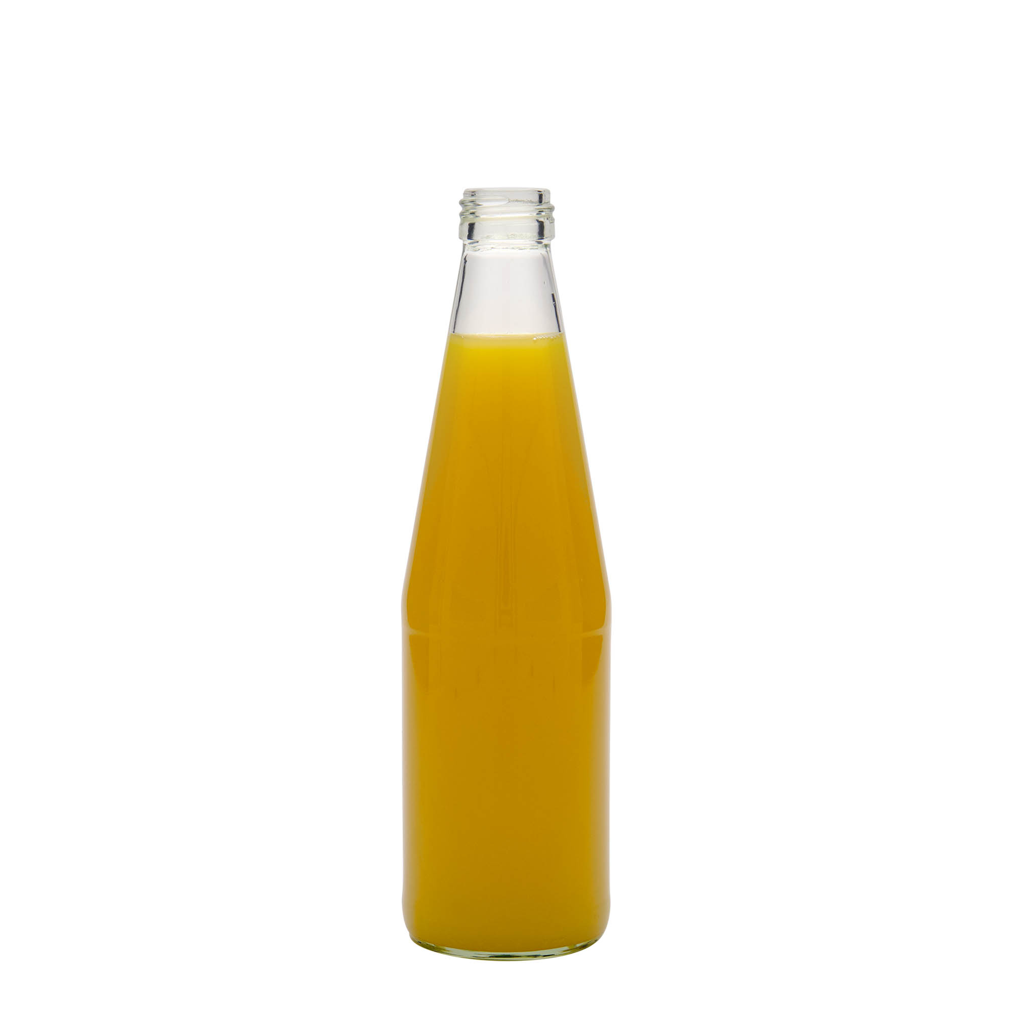 330 ml univerzális palack sárgarépa formában, üveg, nyílás: PP 28