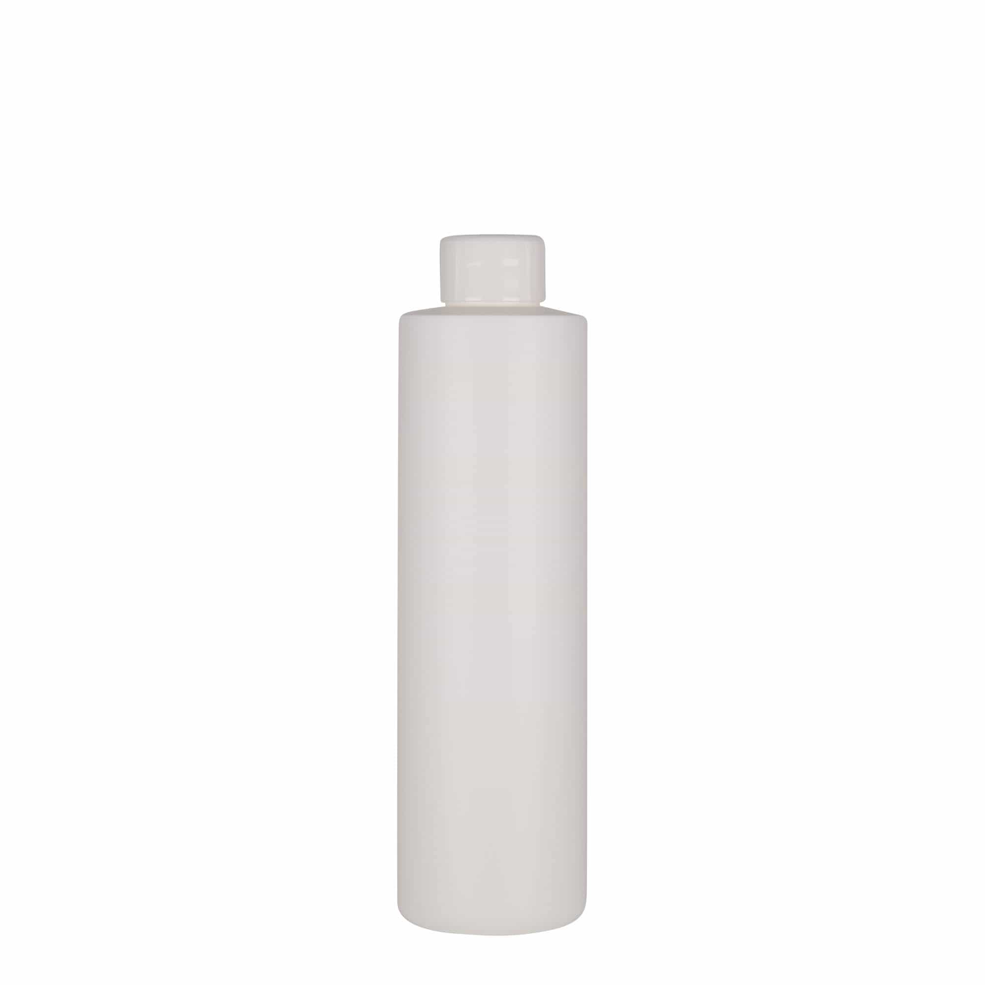250 ml-es műanyag palack 'Pipe', Green HDPE, fehér, szájnyílás: GPI 24/410