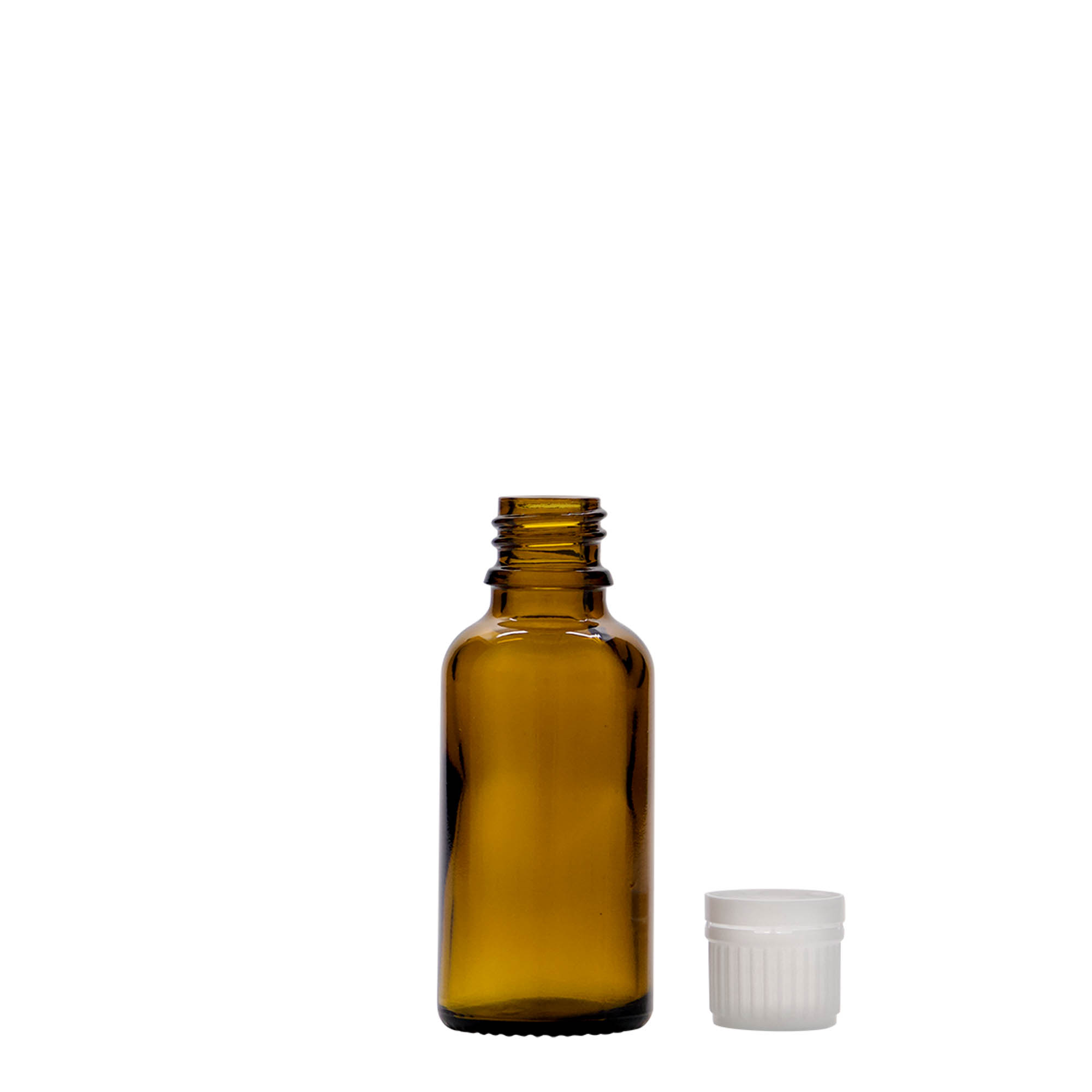 30 ml-es patikai üveg, üveg, barna, szájnyílás: DIN 18