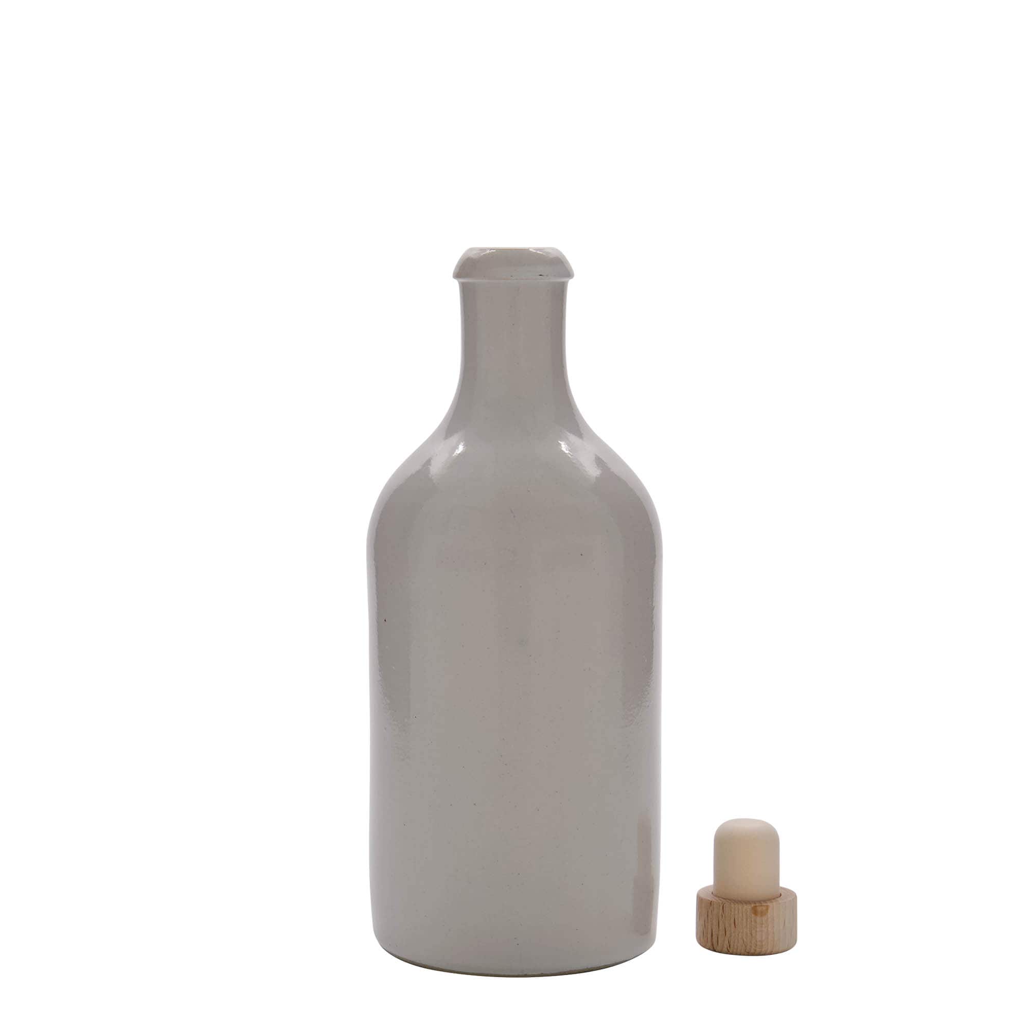 500 ml agyagedény, kőedény, fehér, nyílás: parafa