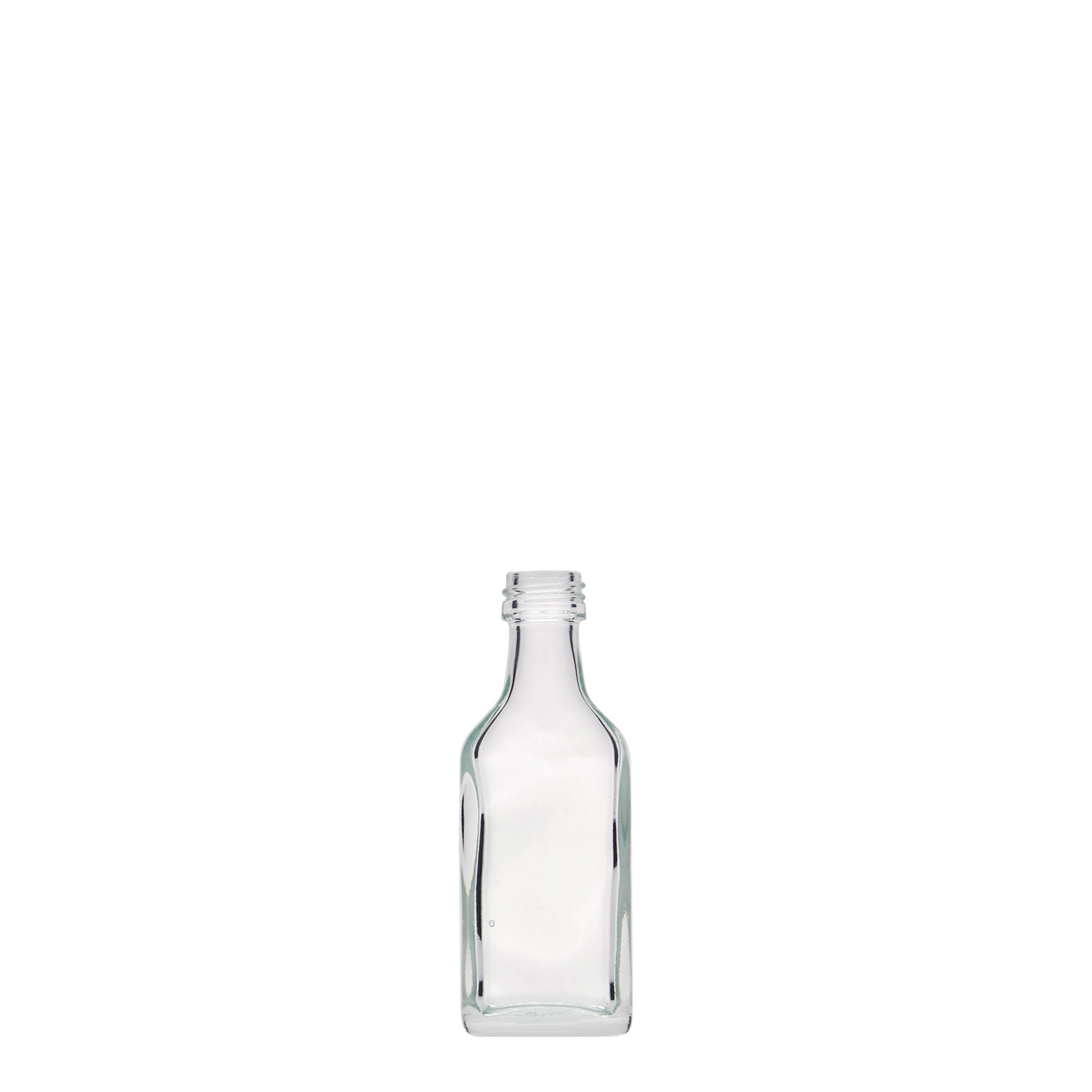 20 ml zsebflakon, téglalap alakú, üveg, nyílás: PP 18 20 ml zsebflakon, téglalap alakú, üveg, nyílás: PP 18