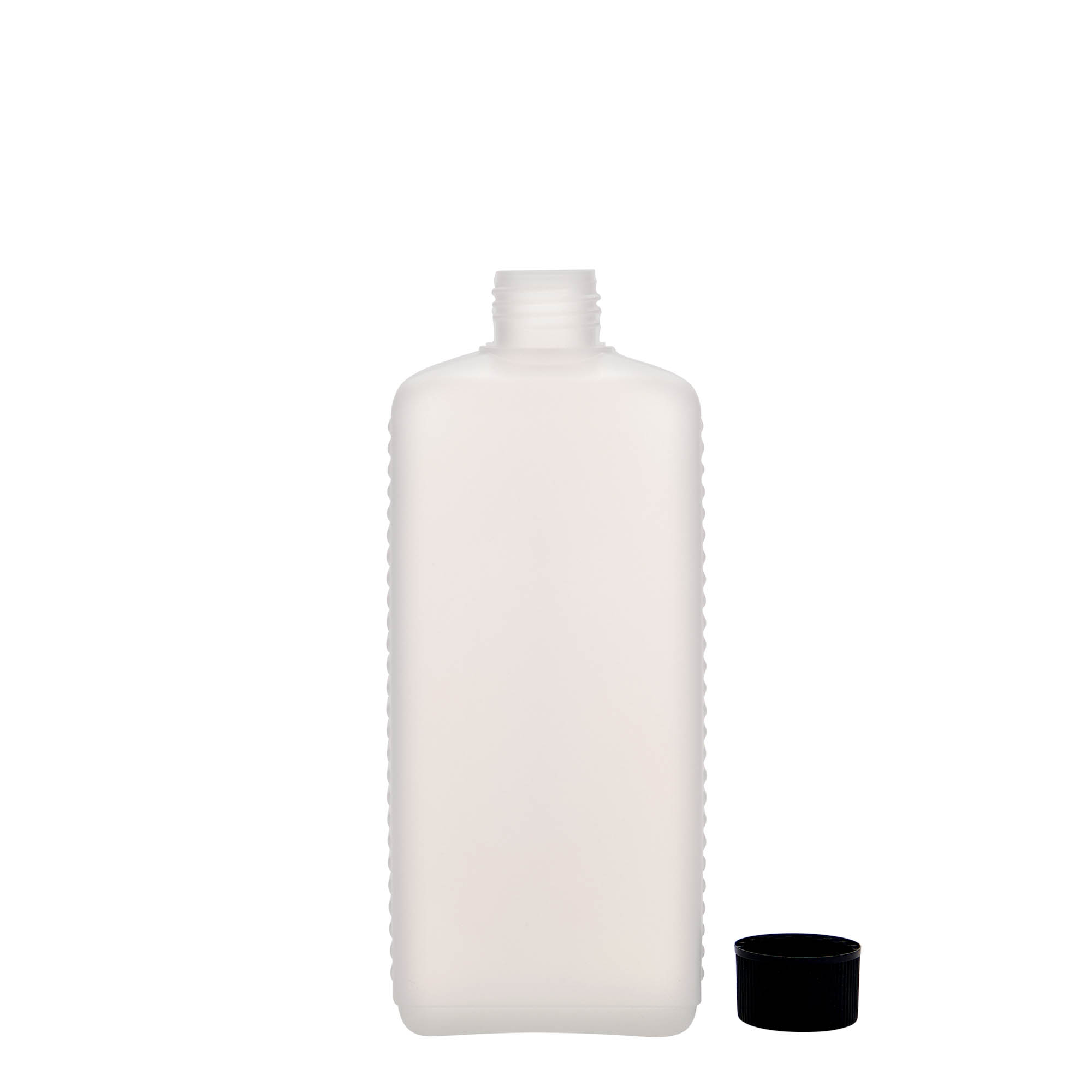 500 ml kannás palack, téglalap alakú, HDPE műanyag, natúr, nyílás: DIN 25 EPE 500 ml kannás palack, téglalap alakú, HDPE műanyag, natúr, nyílás: DIN 25 EPE