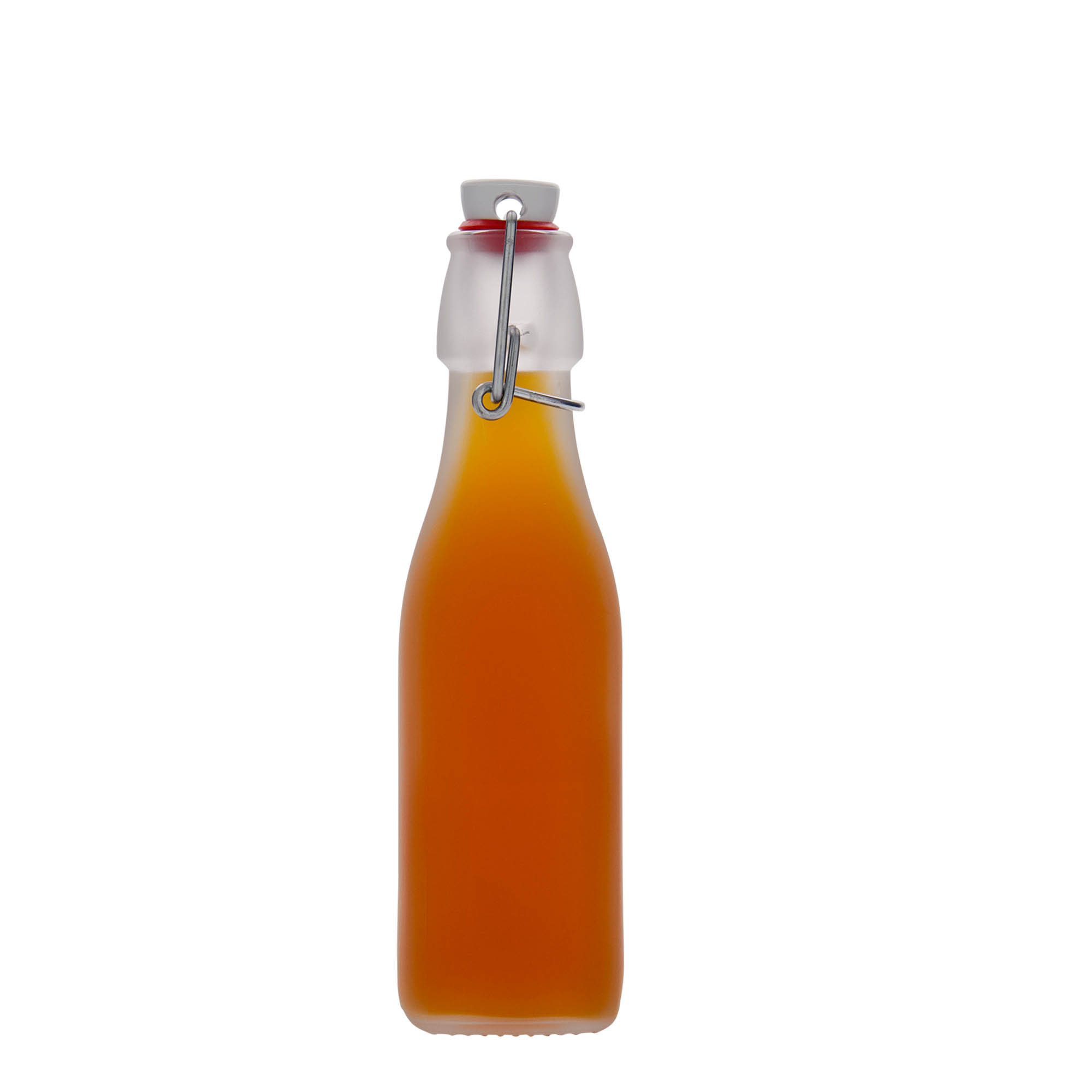250 ml-es üvegpalack 'Swing, négyzet alakú, fehér, szájnyílás: csatos zár