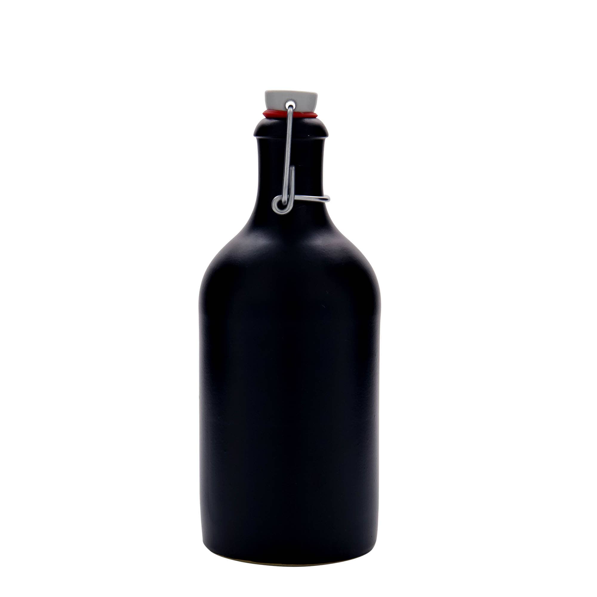 500 ml agyagedény, kőedény, fekete, száj: patentzár