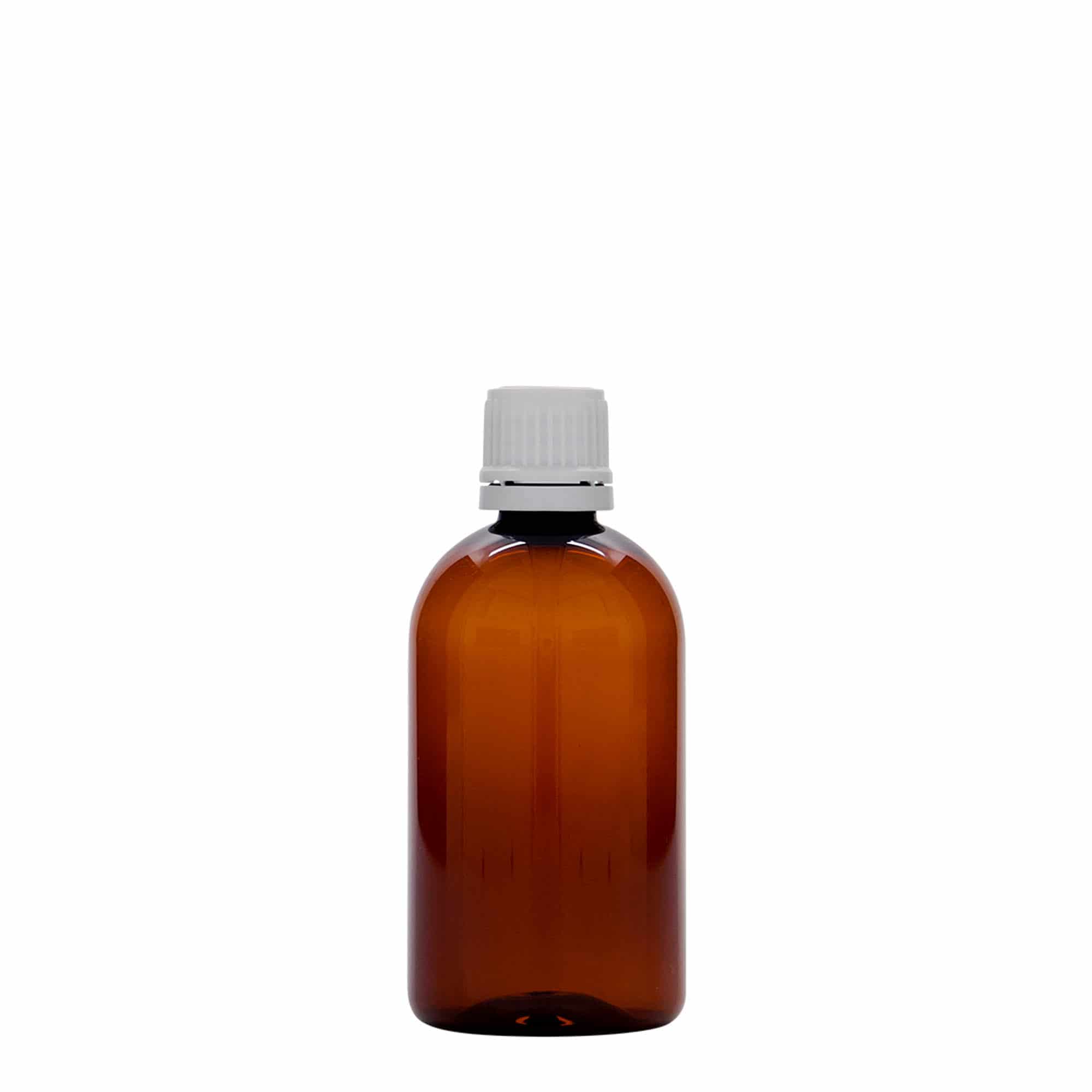 100 ml-es PET-patikai üveg 'Easy Living', barna, műanyag, szájnyílás: DIN 18