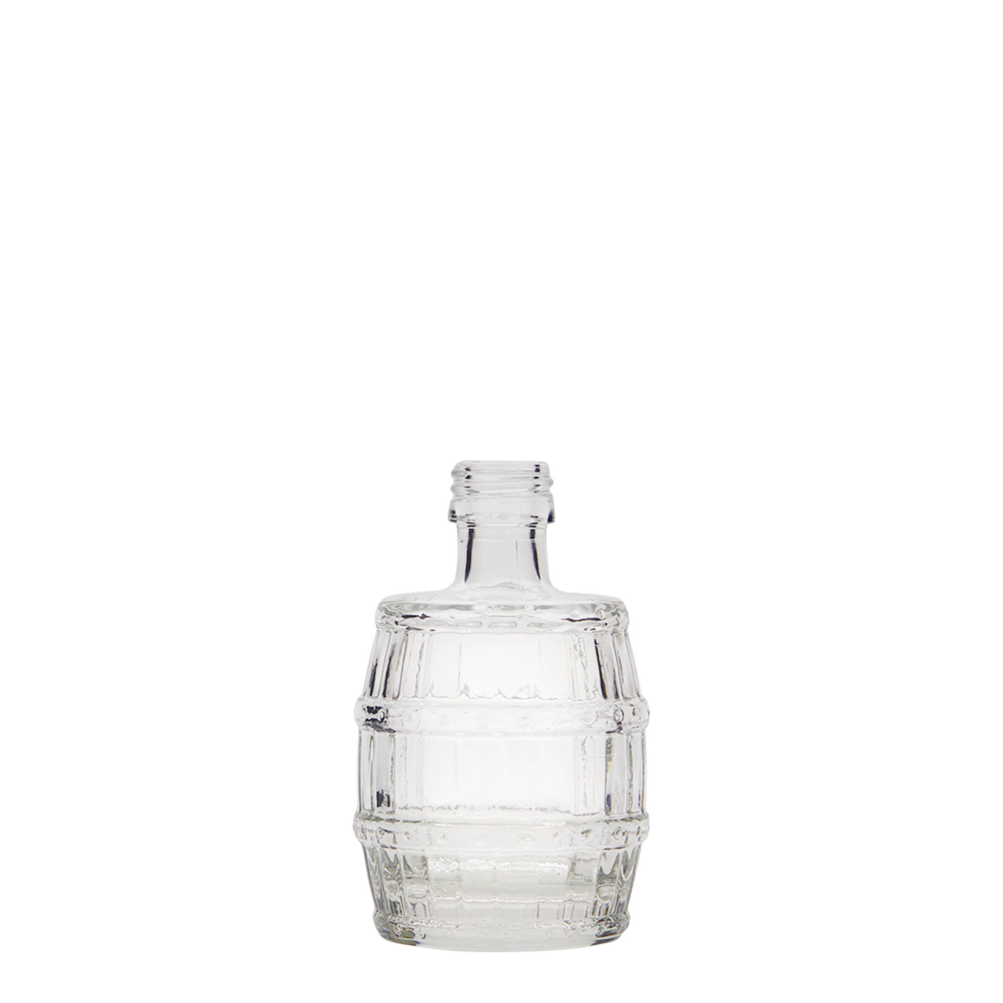 50 ml üvegpalack 'hordó', nyak: PP 18 50 ml üvegpalack 'hordó', nyak: PP 18