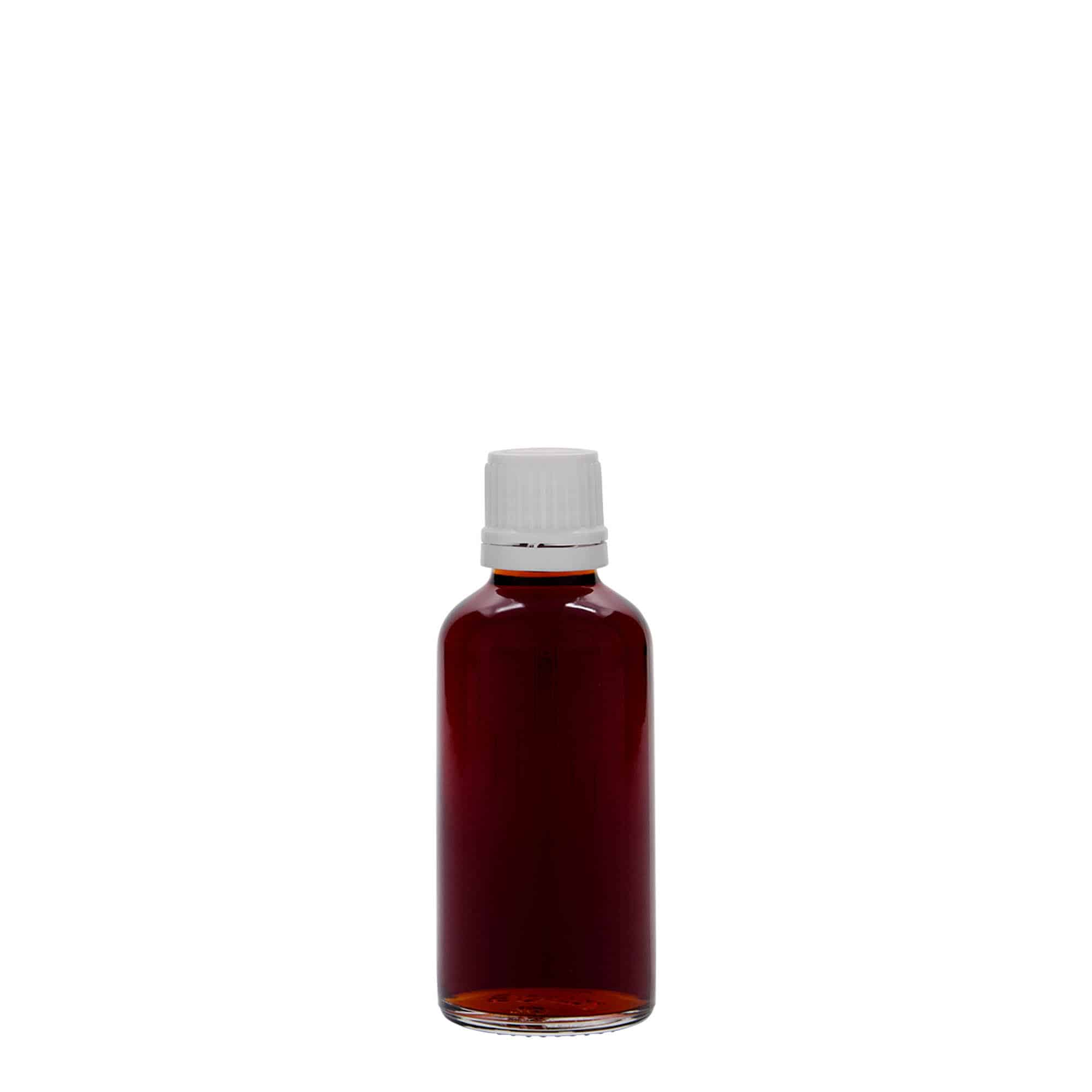 50 ml-es patikai üveg, üveg, szájnyílás: DIN 18