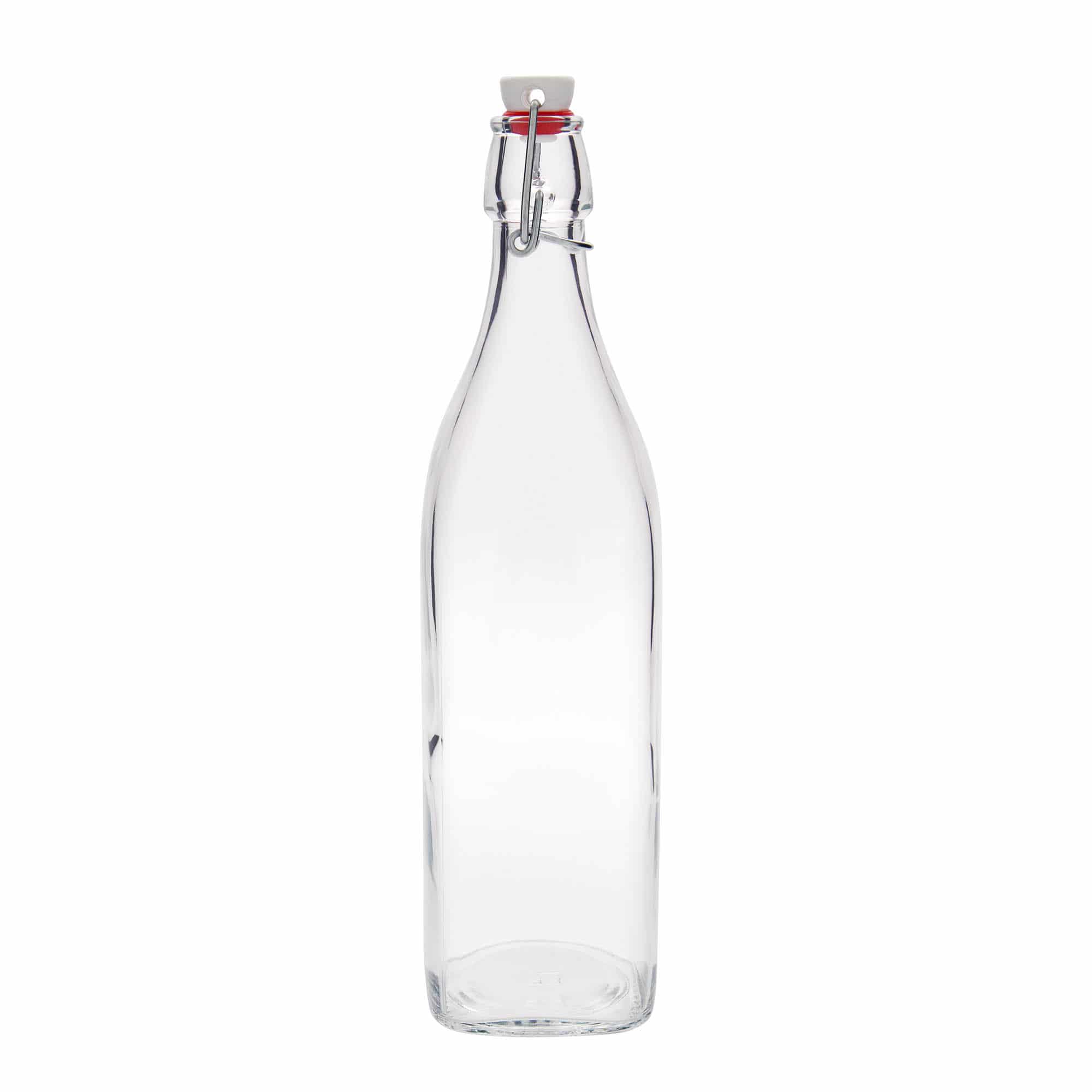 1000 ml-es üvegpalack 'Swing, négyzet alakú, szájnyílás: csatos zár