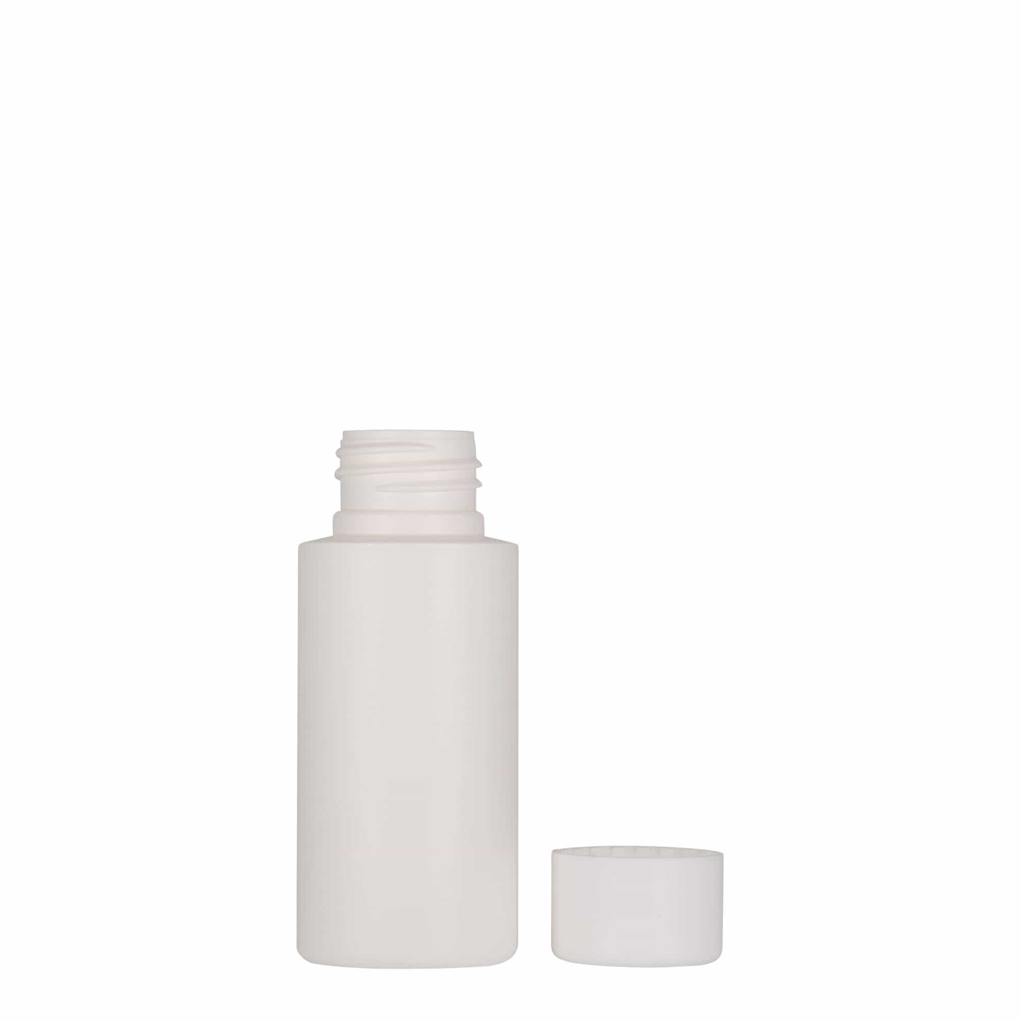 50 ml műanyag flakon 'Pipe', HDPE, fehér, nyak: 24/410