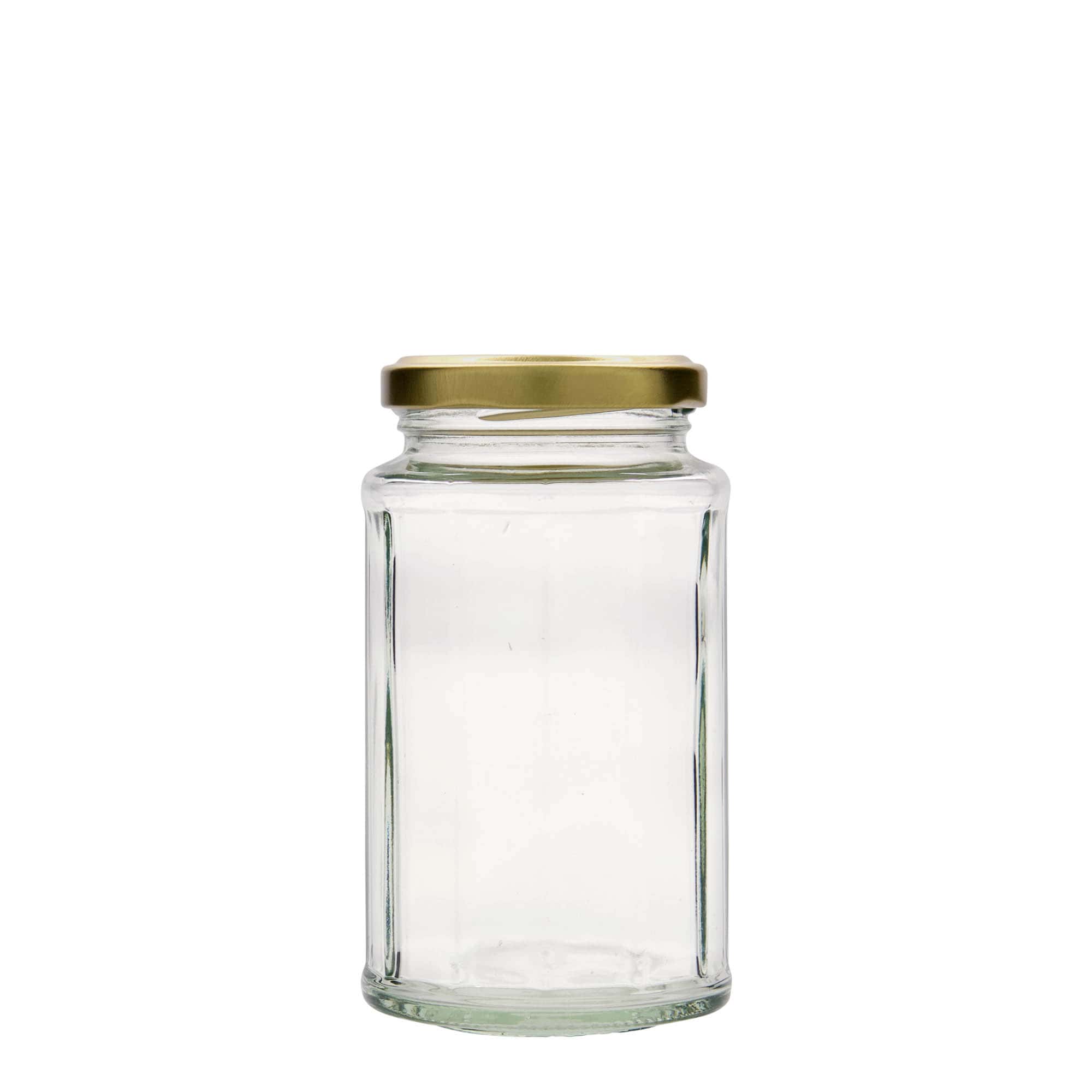 288 ml hatszögletű üveg, tizenkétszögű, nyílás: csavarzár (TO 58) 288 ml hatszögletű üveg, tizenkétszögű, nyílás: csavarzár (TO 58)