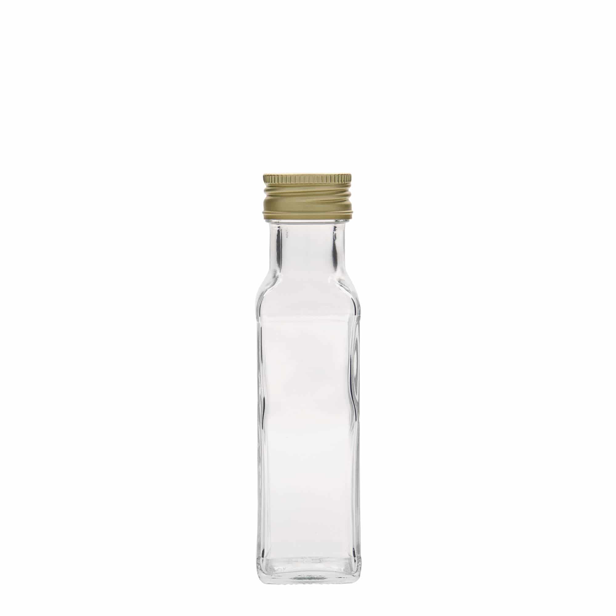 100 ml üvegpalack 'Marasca', négyzet alakú, nyílás: PP 31,5
