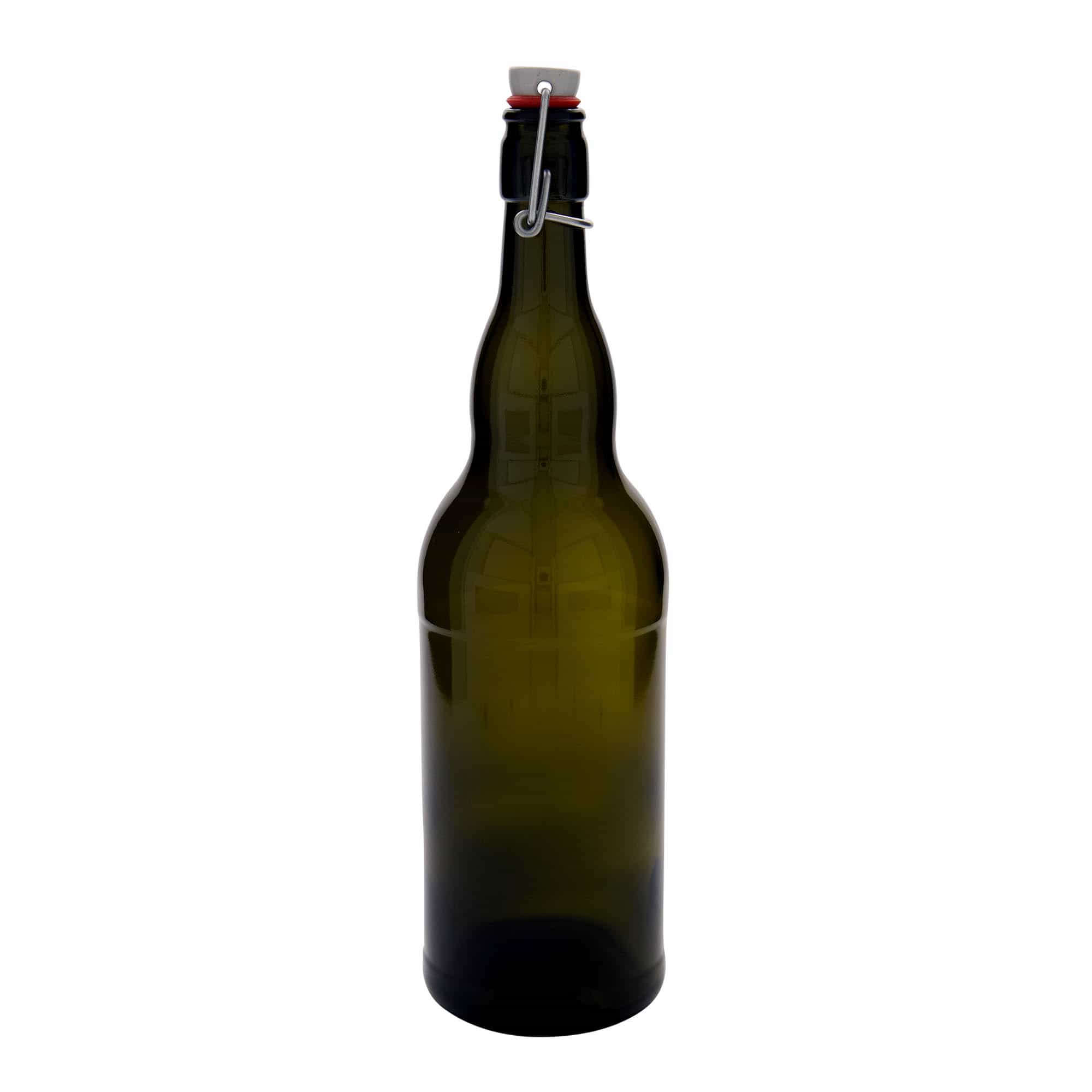1.000 ml sörösüveg Belgiumból, üveg, antikzöld, nyílás: patentzáras