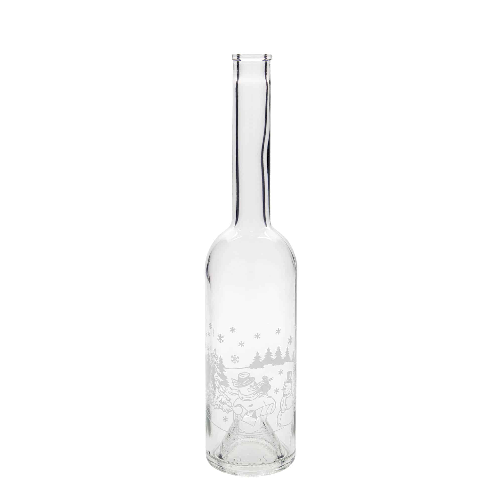 500 ml-es üvegpalack 'Opera', motívum: Hóemberes palack, szájnyílás: parafadugó 500 ml-es üvegpalack 'Opera', motívum: Hóemberes palack, szájnyílás: parafadugó