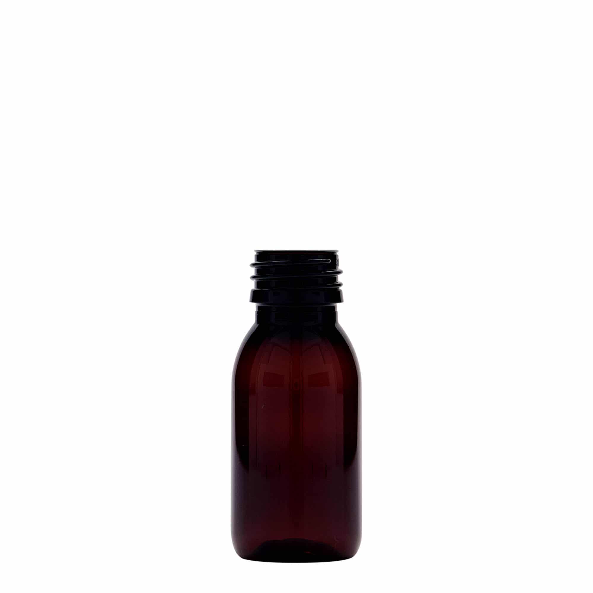 60 ml-es PET-patikai üveg, barna, műanyag, szájnyílás: PP 28 60 ml-es PET-patikai üveg, barna, műanyag, szájnyílás: PP 28