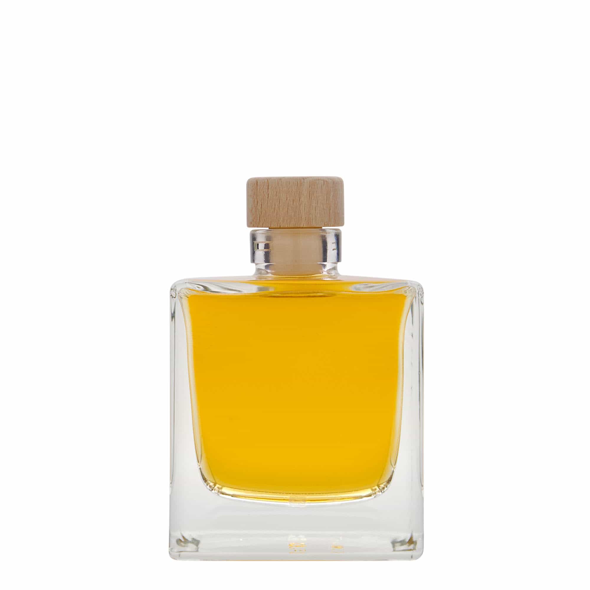 200 ml-es üvegpalack 'Cube', négyzet alakú, szájnyílás: parafadugó