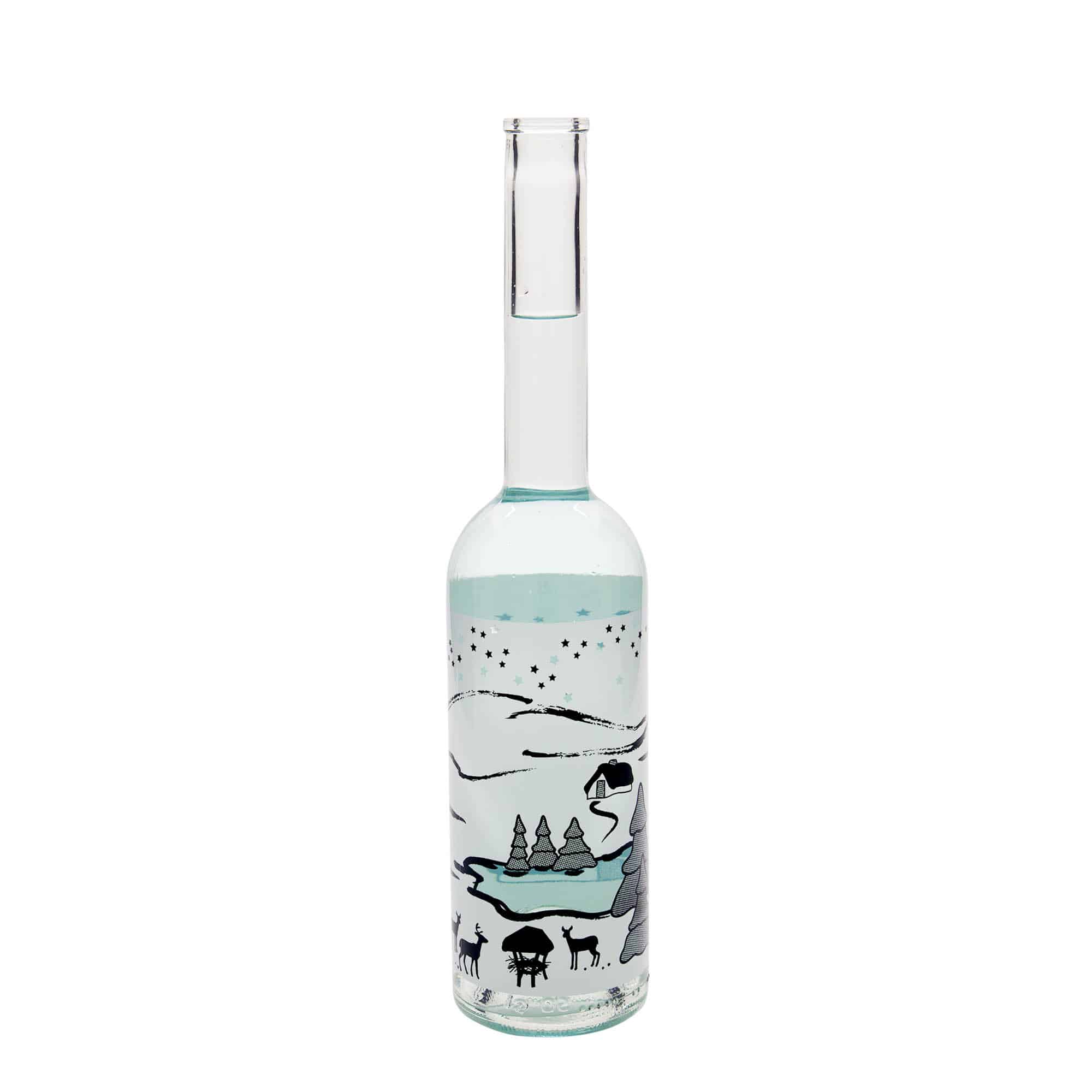 500 ml-es üvegpalack 'Opera', motívum: Téli álom Bianco, szájnyílás: parafadugó