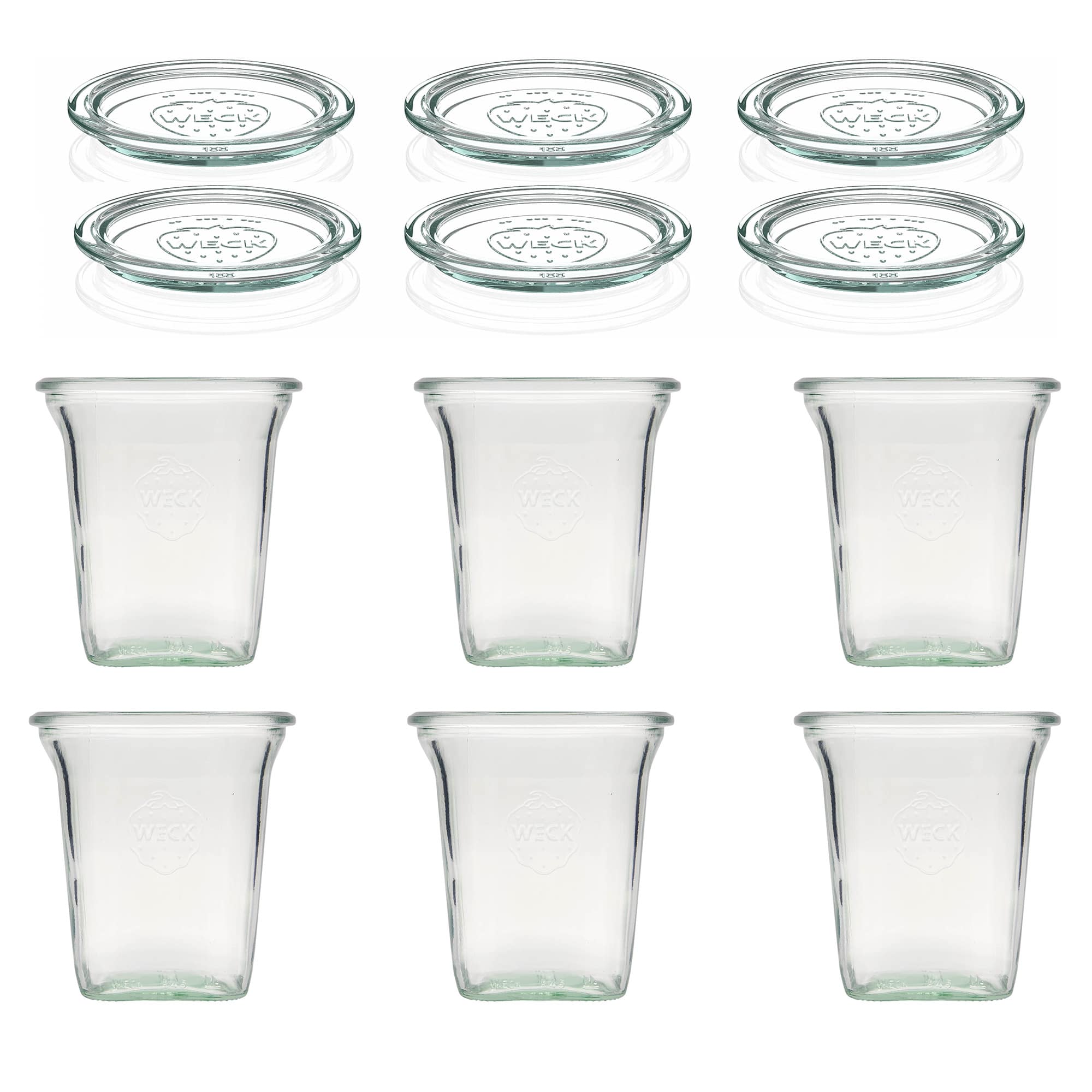 6x 545 ml WECK Quadro-üveg üvegfedéllel RR 100