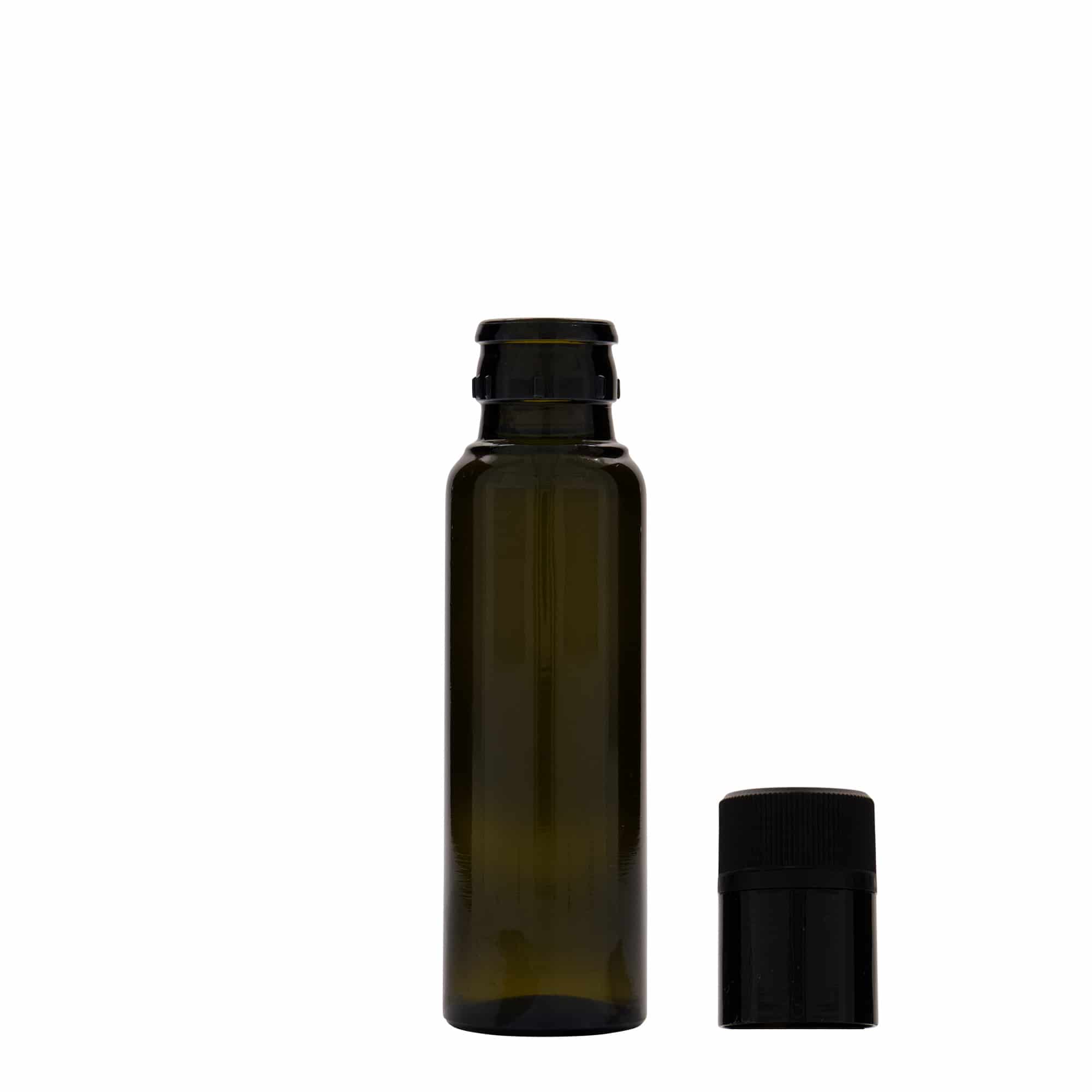 100 ml-es ecetes/olajos palack 'Willy New', üveg, antikzöld, szájnyílás: DOP